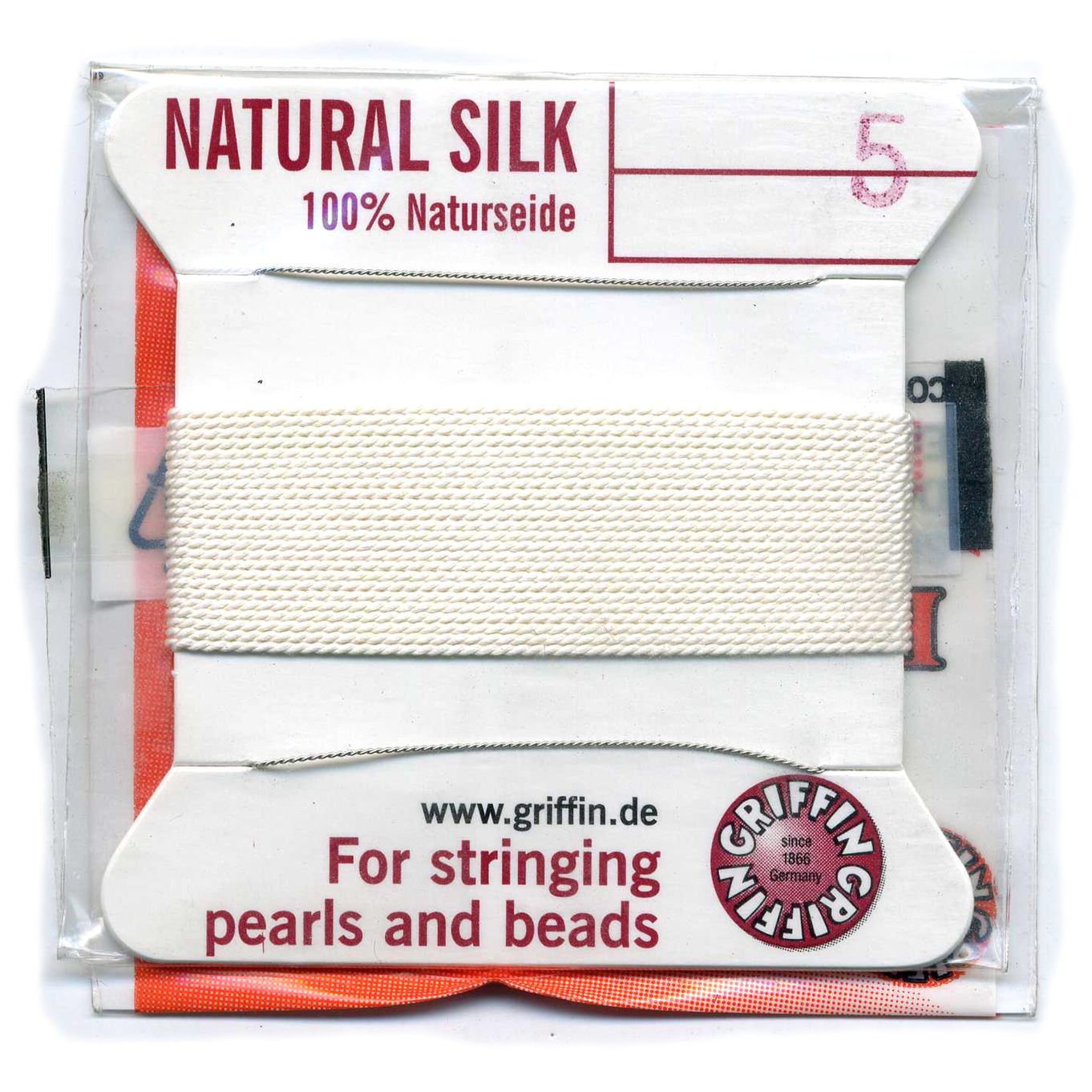 Griffin White Silk Thread With Two Needles 0.65mm - FT525A