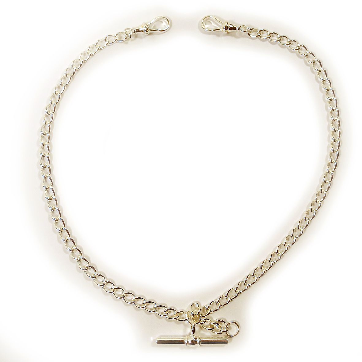 Curb Double Albert Chain, Silver, Length 39cm - FA47