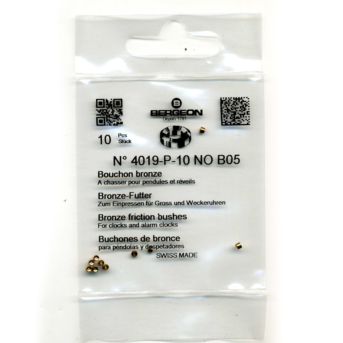 Bronze Clock Bushes B05 0.70mm x 1.50mm x 2.00mm Bergeon 4019 - CB185