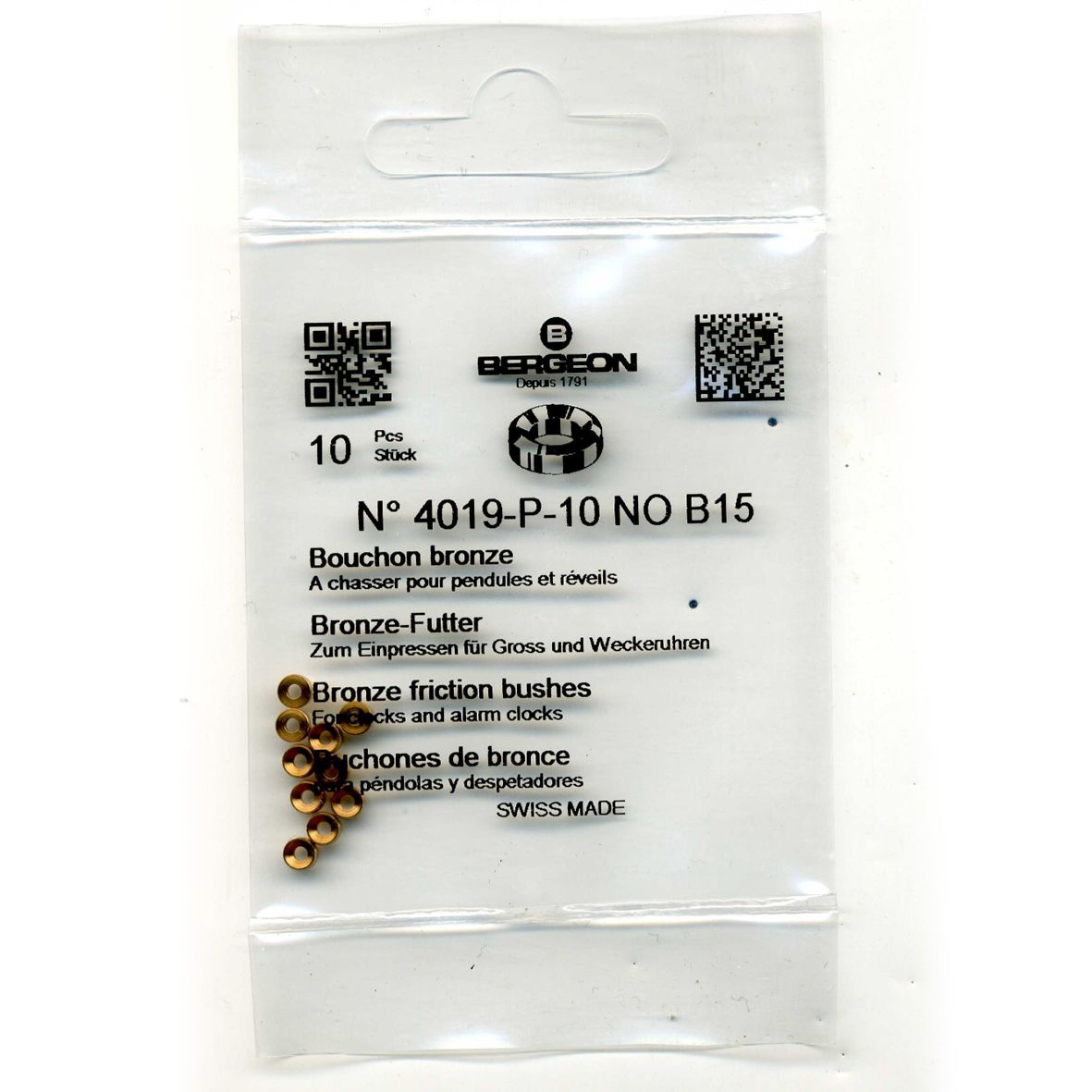 Bronze Clock Bushes B15 1.50mm x 1.50mm x 3.50mm Bergeon 4019 - CB1815