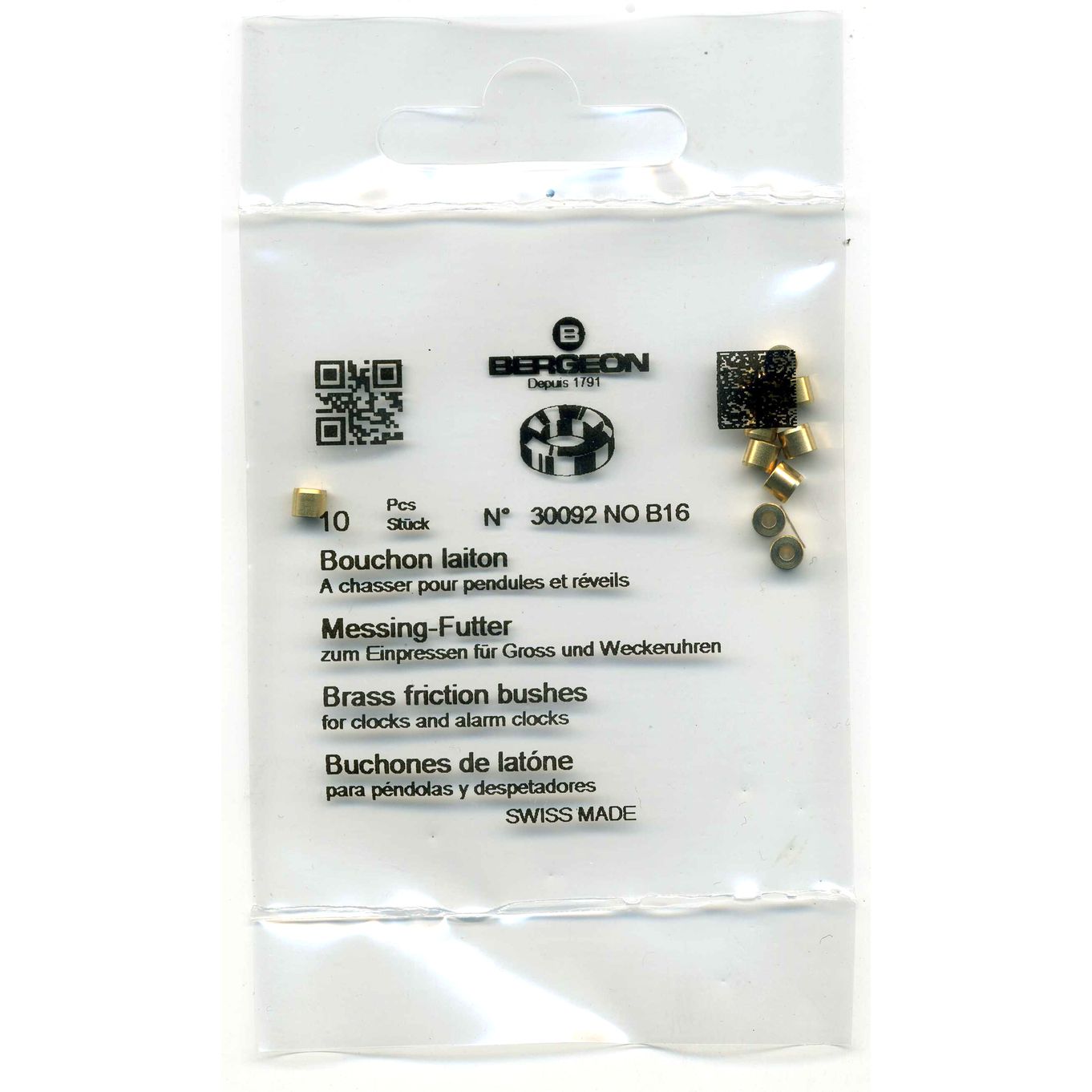 Brass Clock Bushes B16 1.50mm x 3.00mm x 3.50mm Bergeon 30092 - CB1516