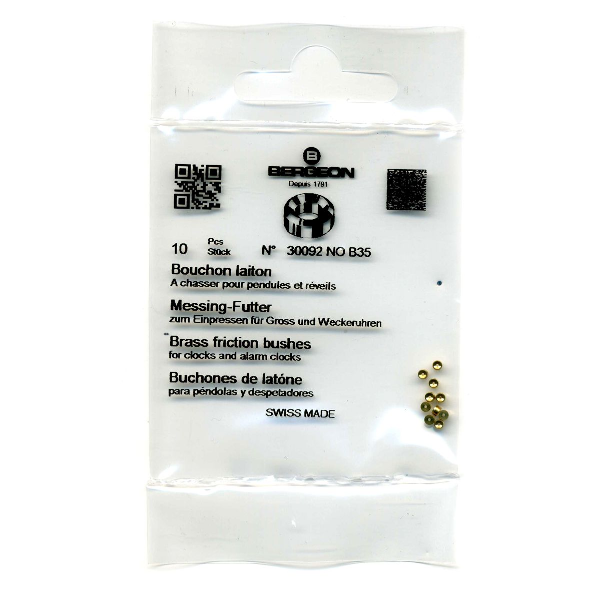 Brass Clock Bushes B35 0.50mm x 1.20mm x 2.00mm Bergeon 30092 - CB1535