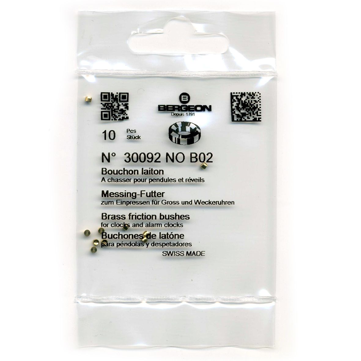 Brass Clock Bushes B02 0.50mm x 1.50mm x 2.00mm Bergeon 30092 - CB152