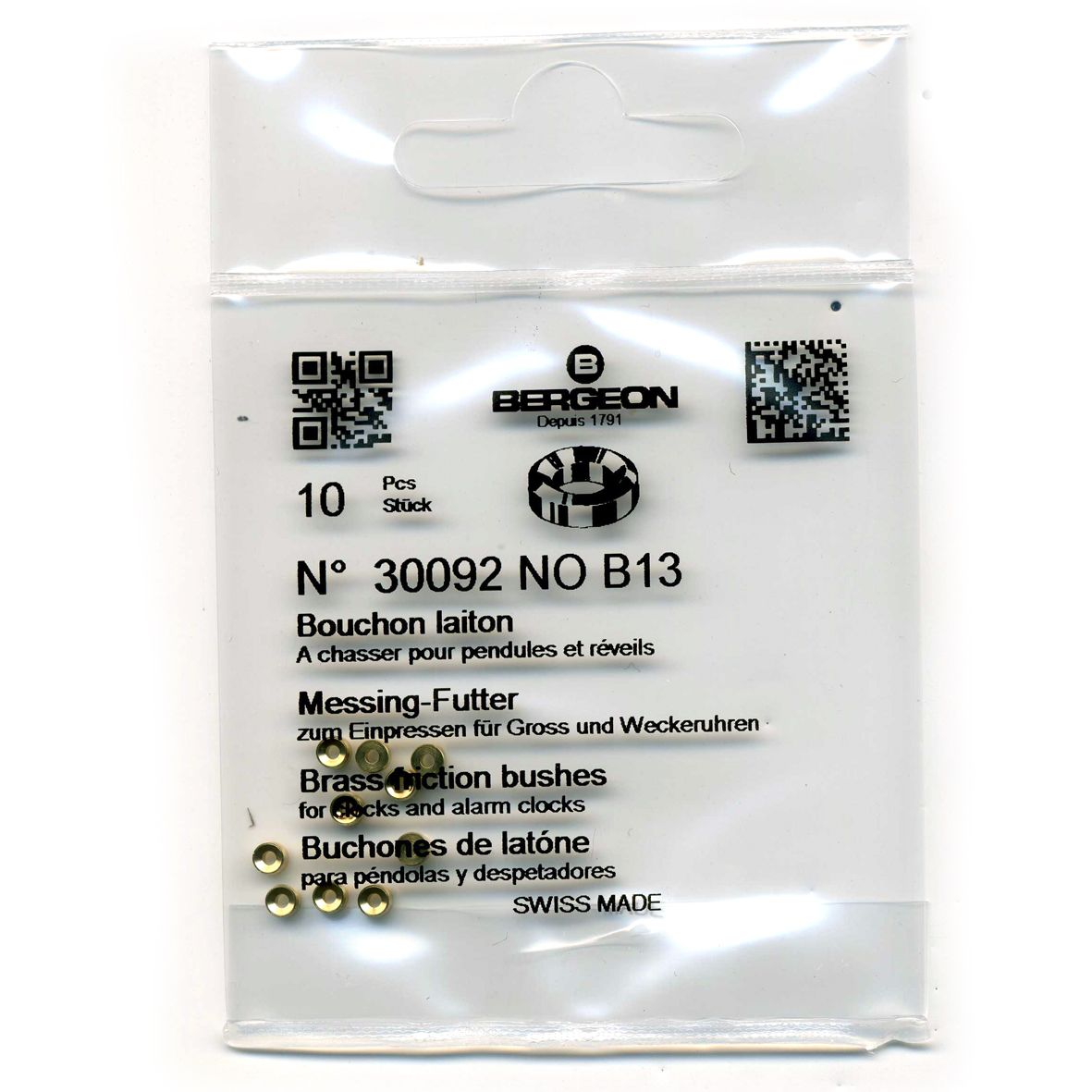 Brass Clock Bushes B13 1.25mm x 1.50mm x 3.00mm Bergeon 30092 - CB1513