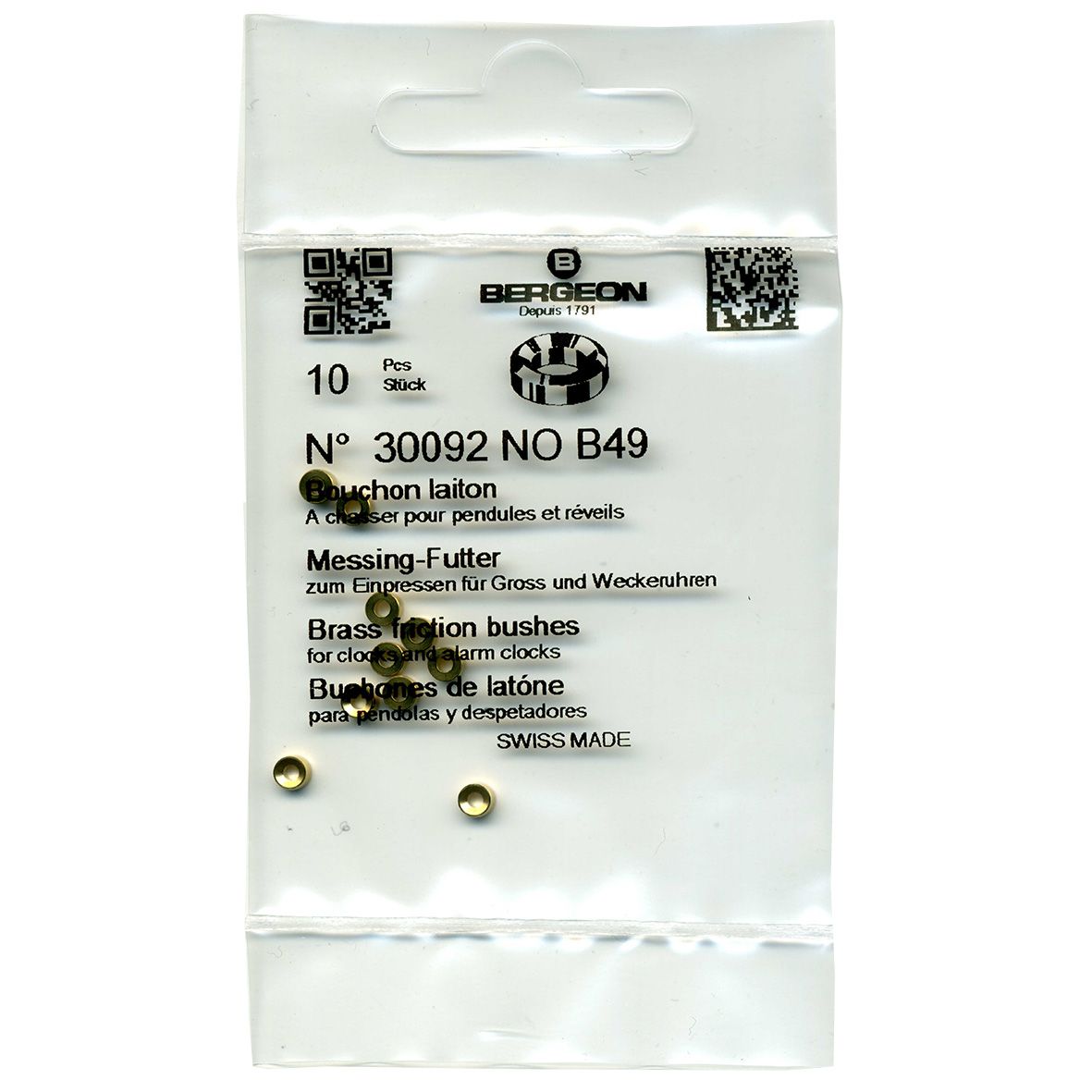 Brass Clock Bushes B49 1.60mm x 1.50mm x 3.50mm Bergeon 30092 - CB1549