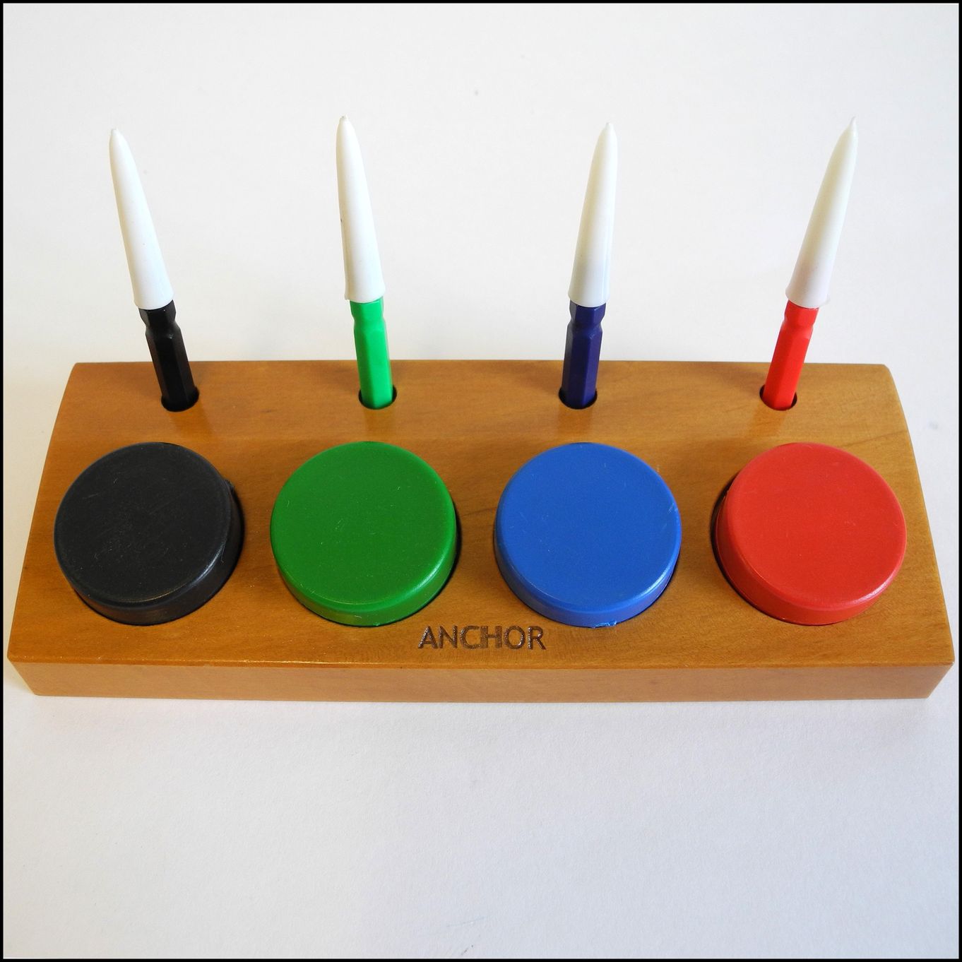 Oiler Set Of 4 Oilers & 4 Oil Cups On Wooden Stand Economy - HO1539