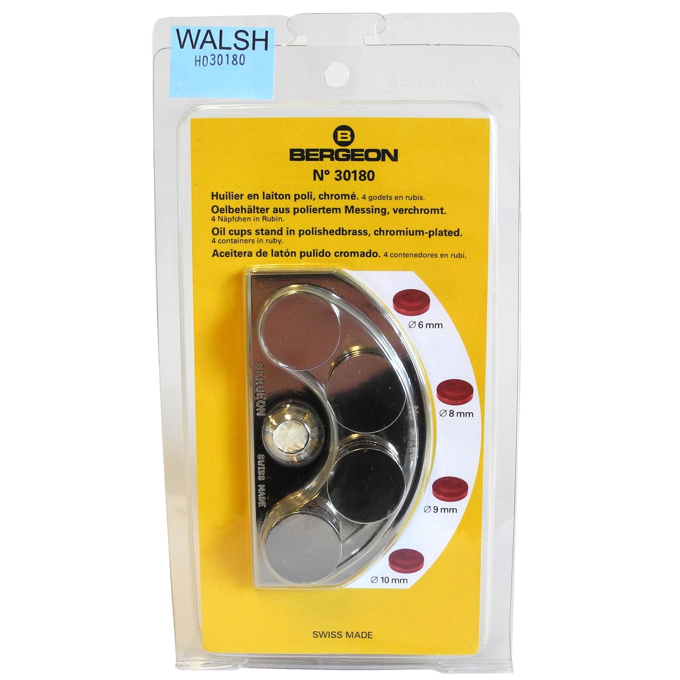 Oil Cup Stand Brass Polished Chrome Bergeon 30180 - HO30180