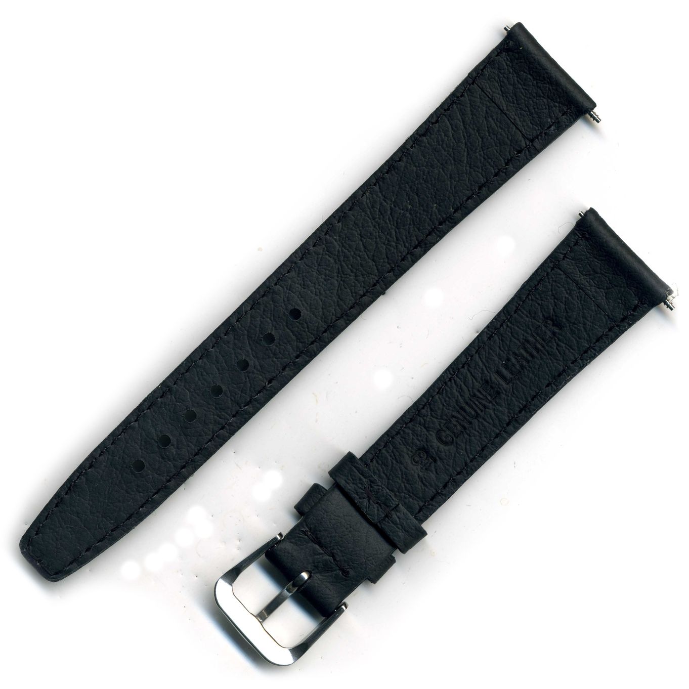 Watch Strap Black Glove Grain 18mm Chrome - B511C