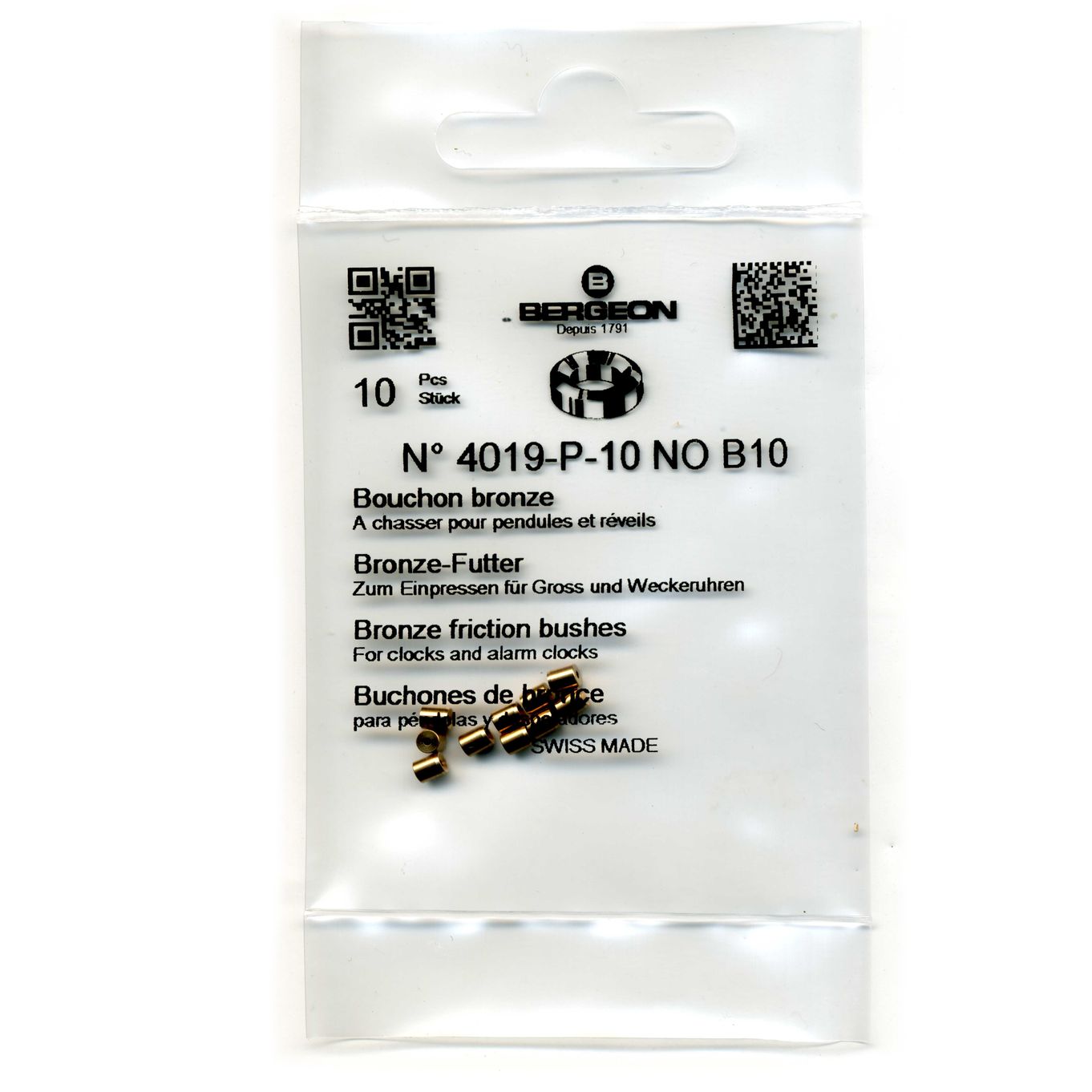 Bronze Clock Bushes B10 0.90mm x 3.00mm x 2.50mm Bergeon 4019 - CB1810