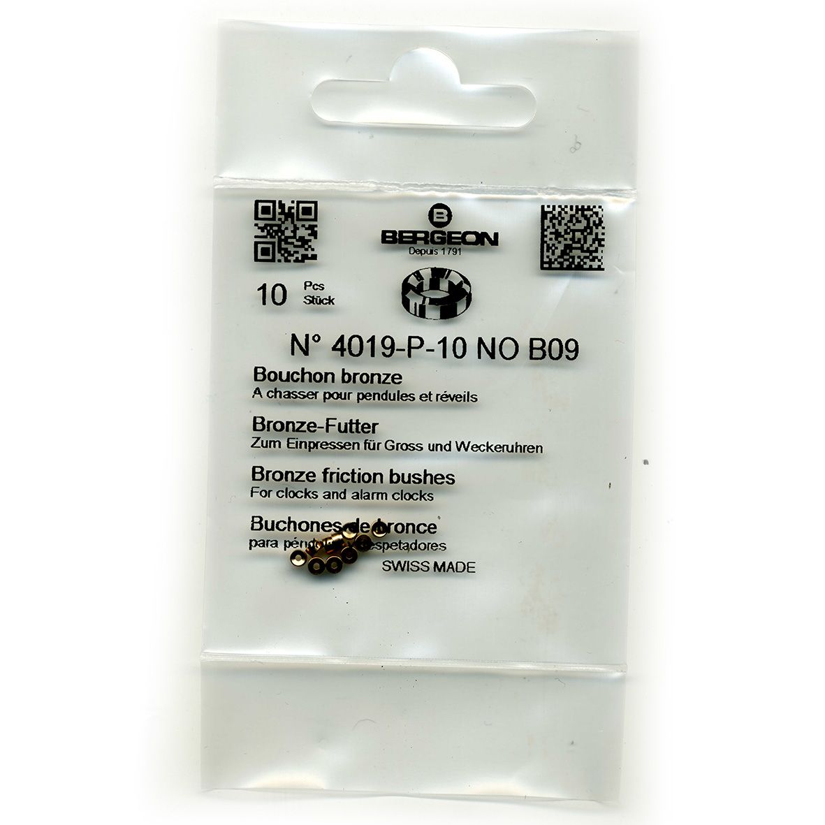 Bronze Clock Bushes B09 0.90mm x 1.50mm x 2.50mm Bergeon 4019 - CB189