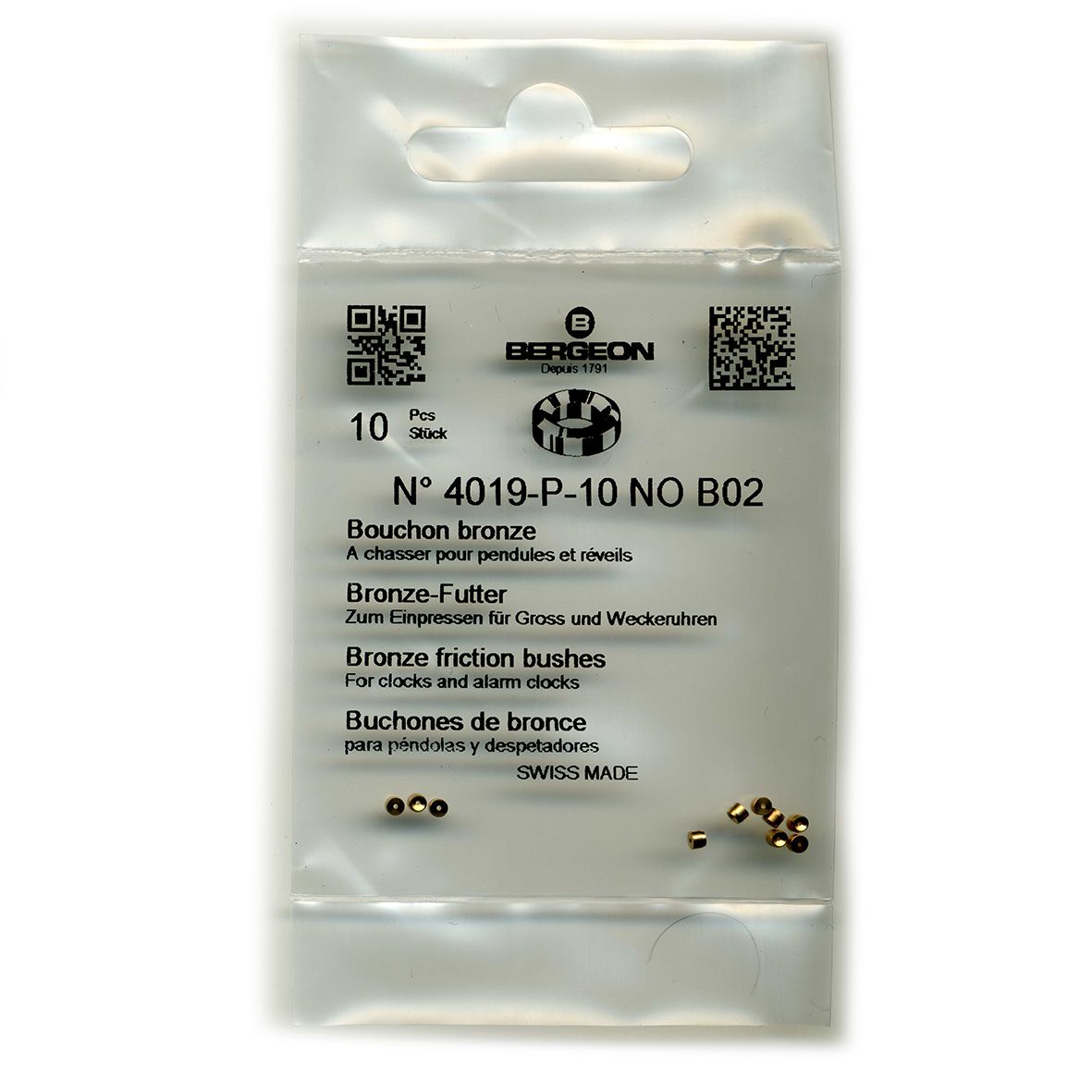 Bronze Clock Bushes B02 0.50mm x 1.50mm x 2.00mm Bergeon 4019 - CB182