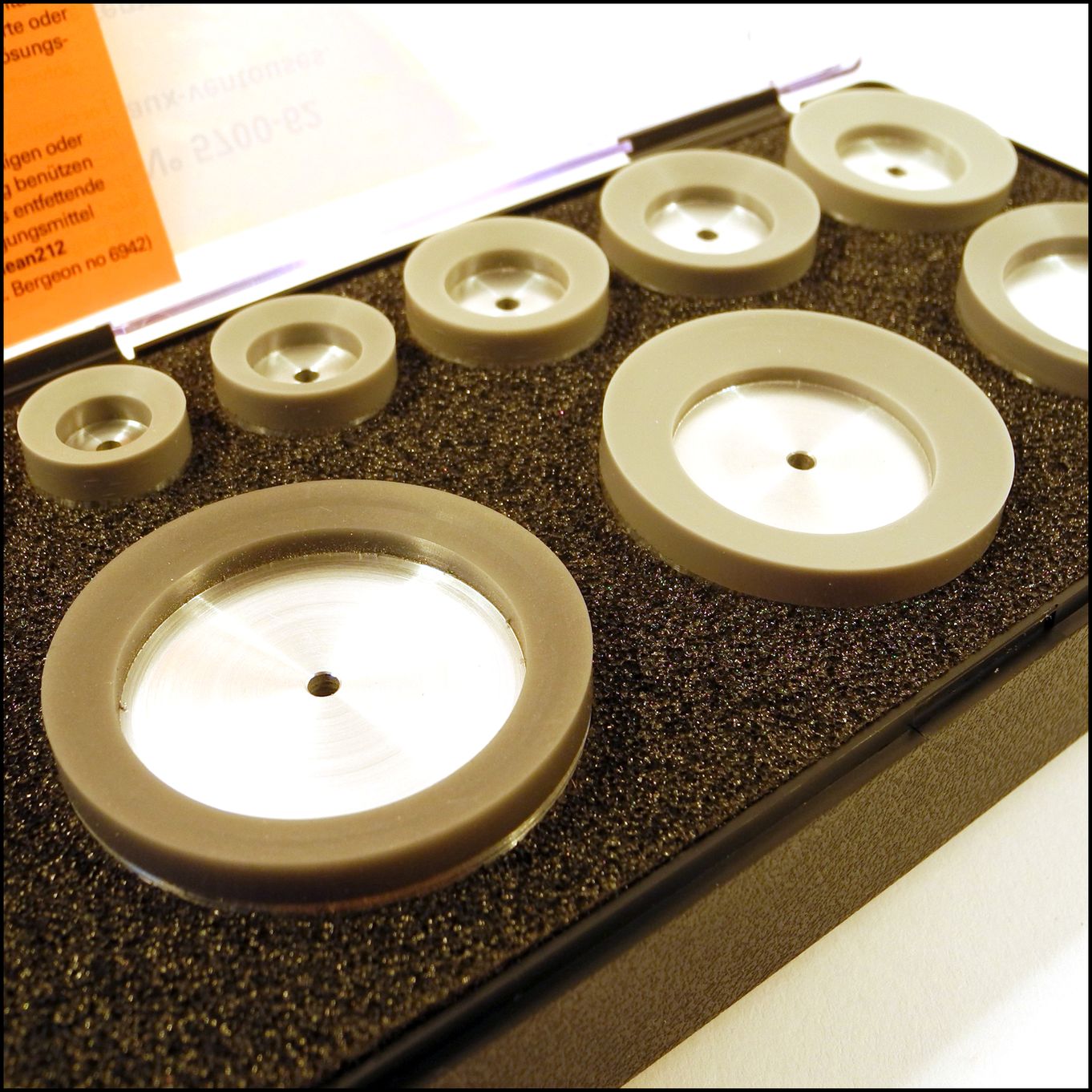 Die Set Of 9 Suction Hard Upper Dies Round Heads In Adiprene For Opening Watch Case Backs Bergeon 5700-62 - HW5700-62