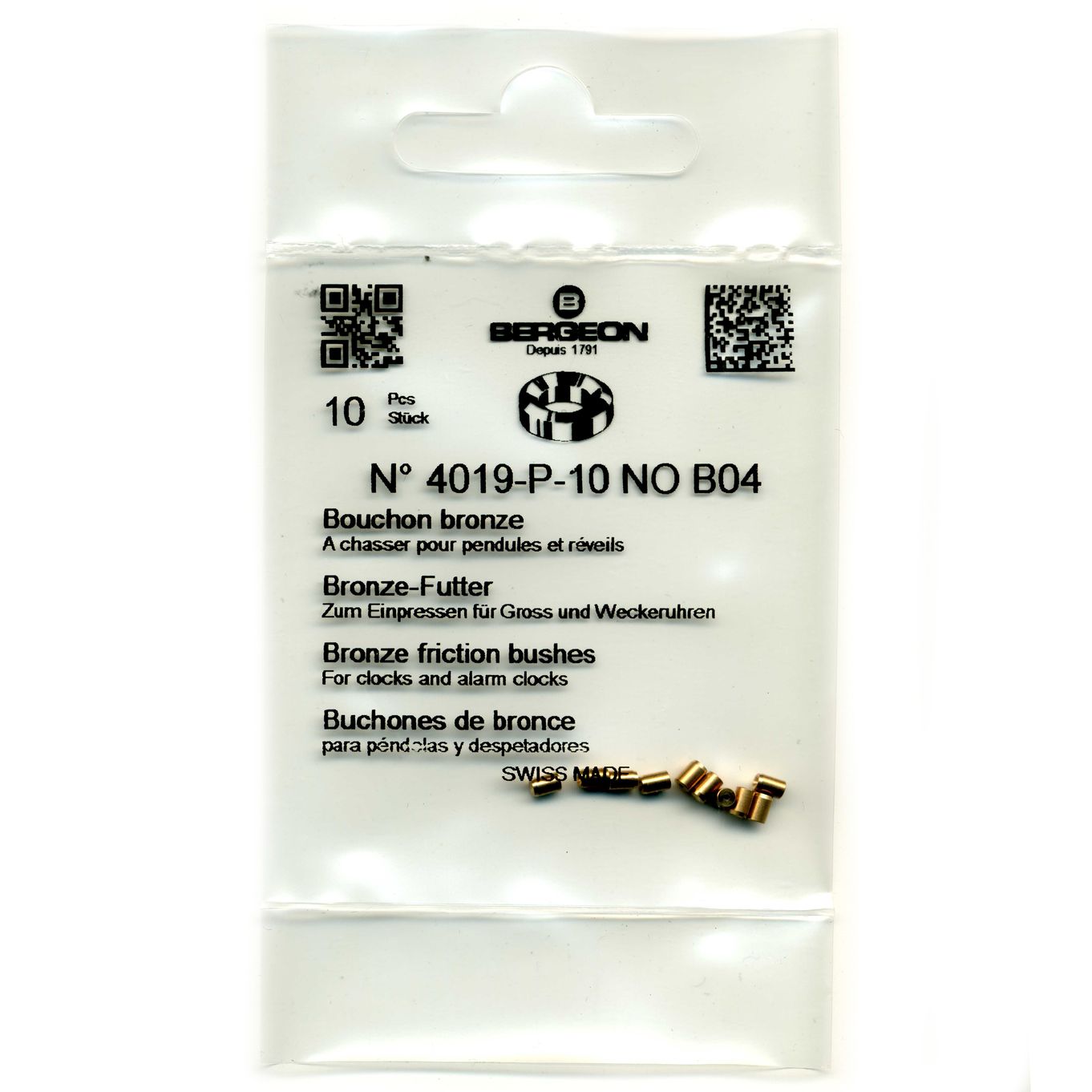 Bronze Clock Bushes B04 0.60mm x 3.00mm x 2.00mm Bergeon 4019 - CB184