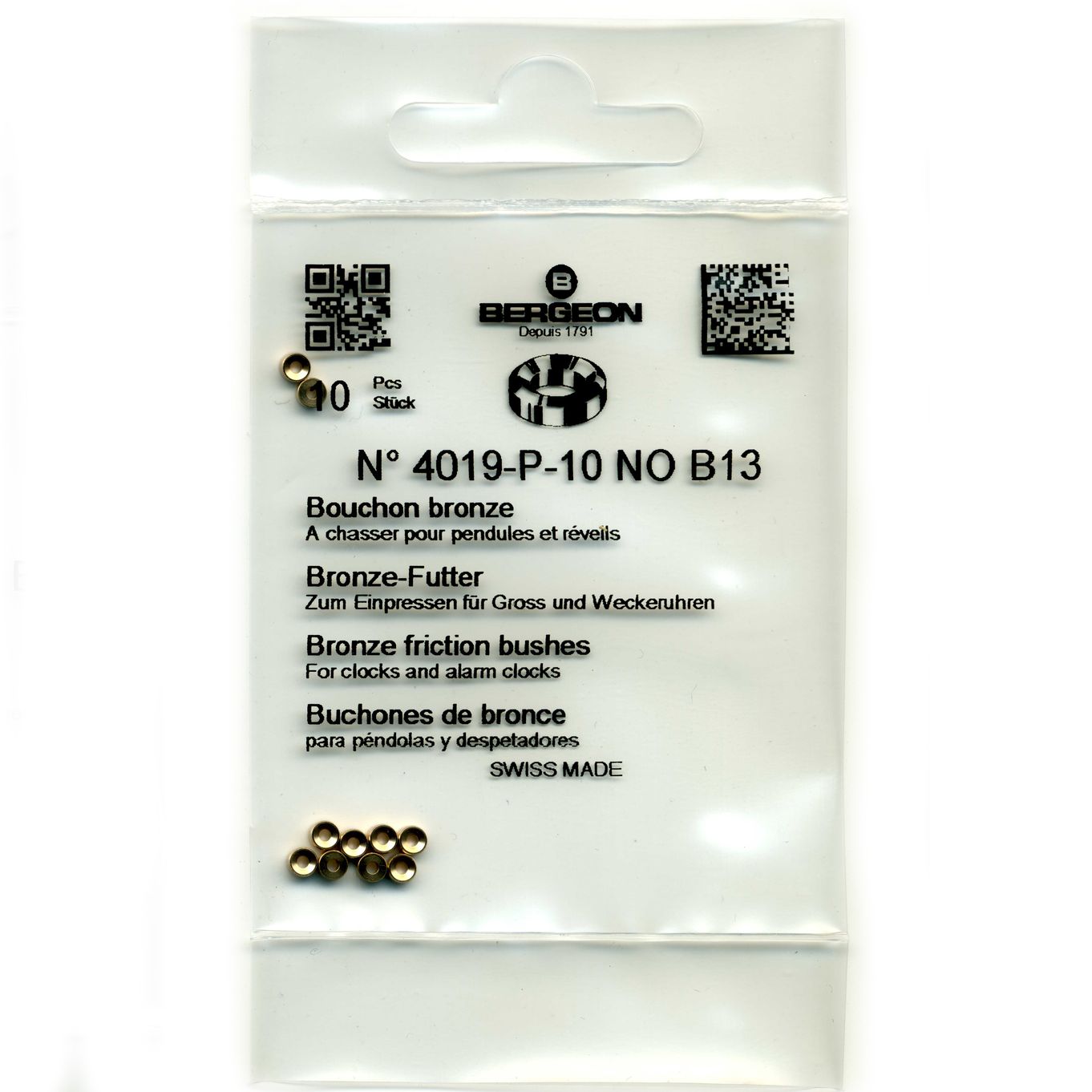 Bronze Clock Bushes B13 1.25mm x 1.50mm x 3.00mm Bergeon 4019 - CB1813