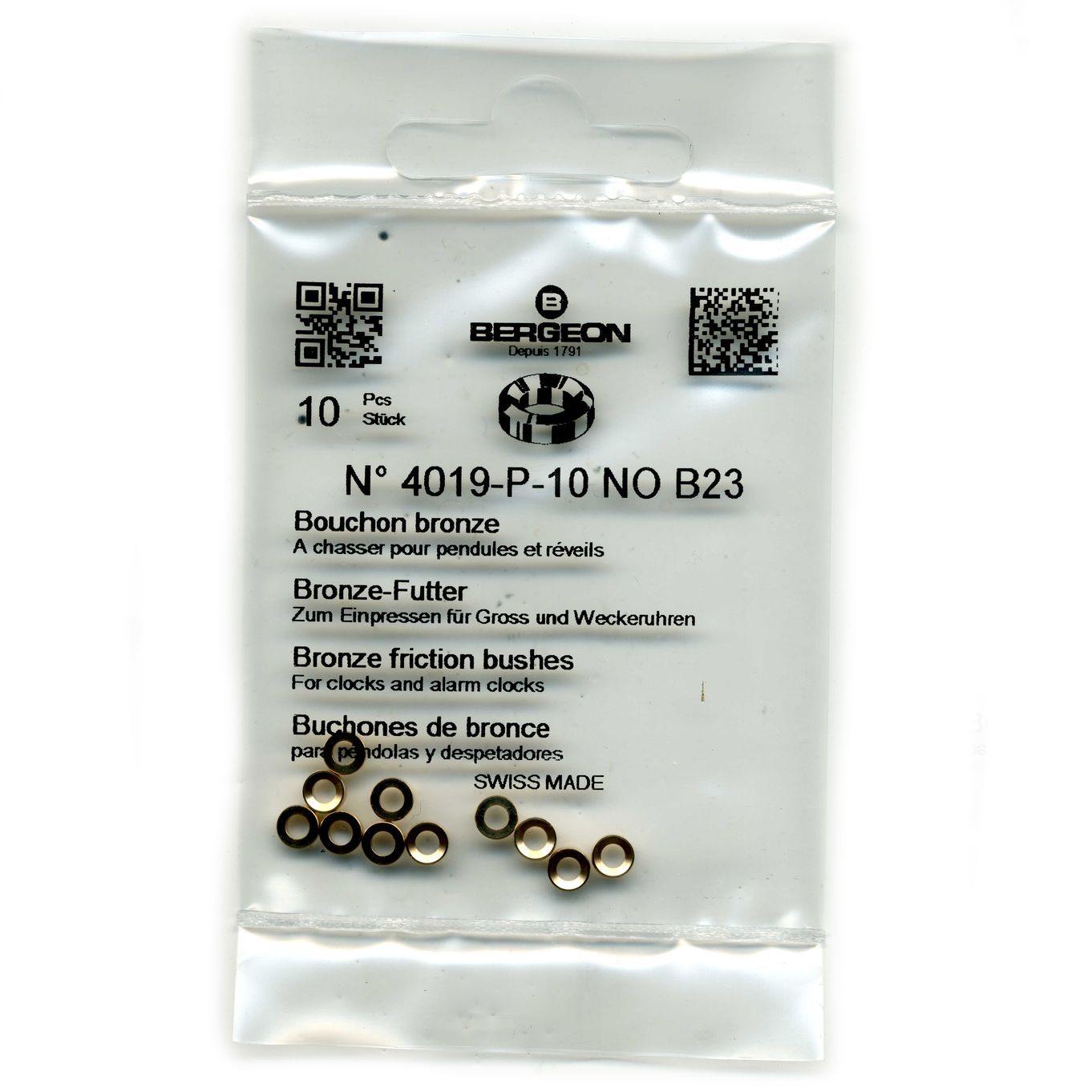 Bronze Clock Bushes B23 2.50mm x 1.50mm x 4.50mm Bergeon 4019 - CB1823