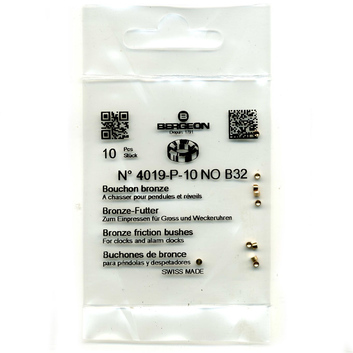 Bronze Clock Bushes B32 0.35mm x 1.50mm x 2.00mm Bergeon 4019 - CB1832