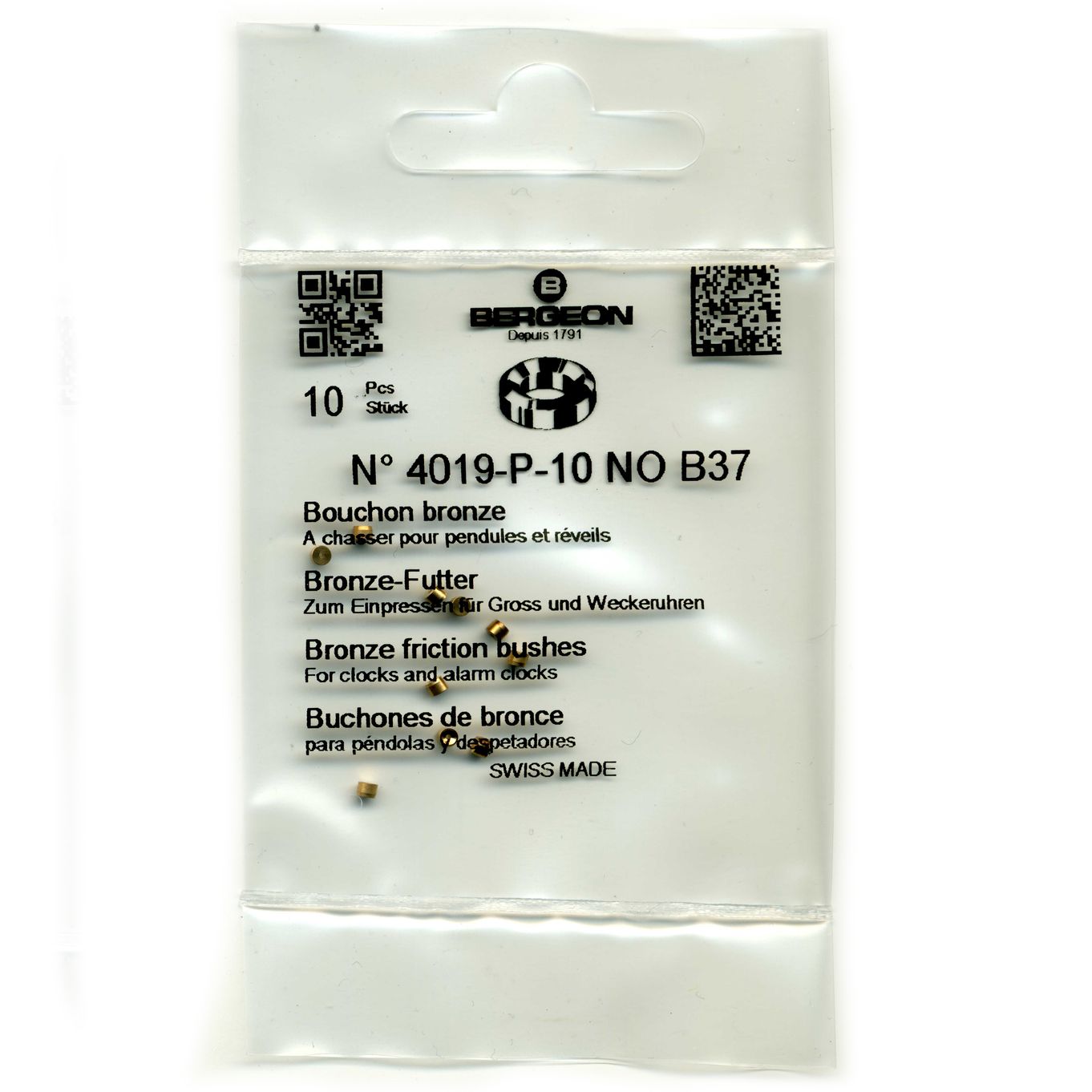 Bronze Clock Bushes B37 0.55mm x 1.50mm x 2.00mm Bergeon 4019 - CB1837