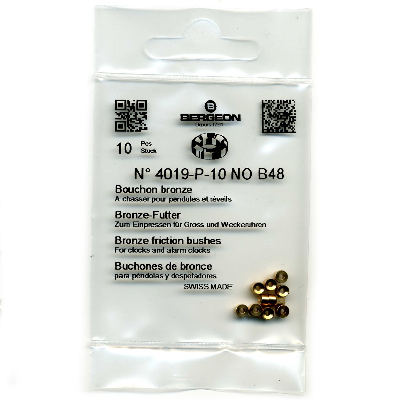 Bronze Clock Bushes B48 1.50mm x 2.00mm x 3.50mm Bergeon 4019 - CB1848