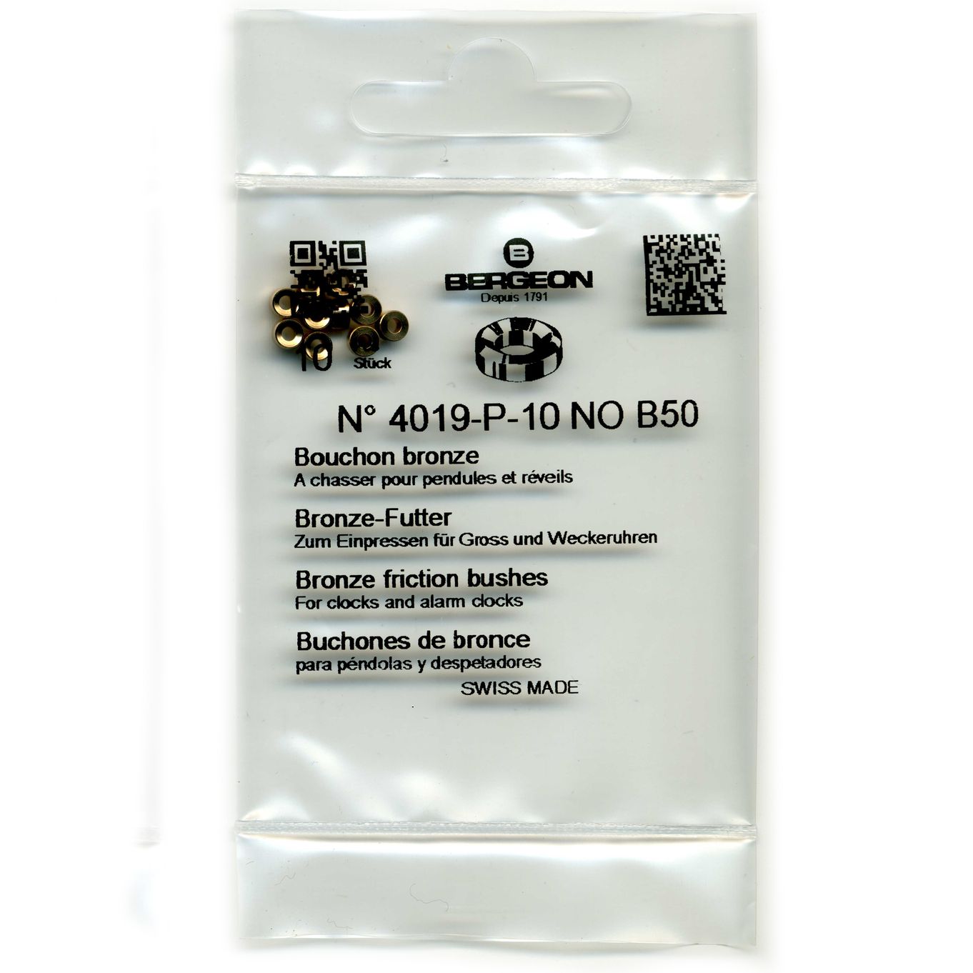 Bronze Clock Bushes B50 1.65mm x 2.00mm x 3.50mm Bergeon 4019 - CB1850