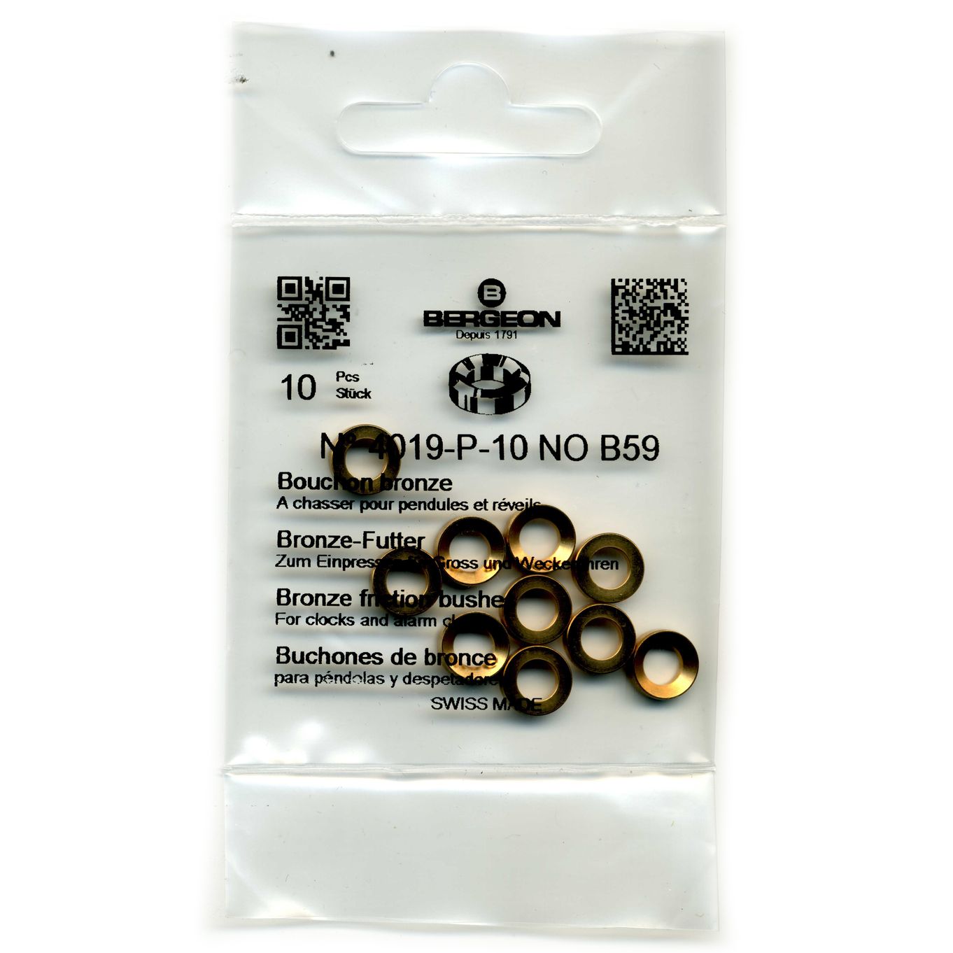 Bronze Clock Bushes B59 5.00mm x 2.00mm x 8.50mm Bergeon 4019 - CB1859