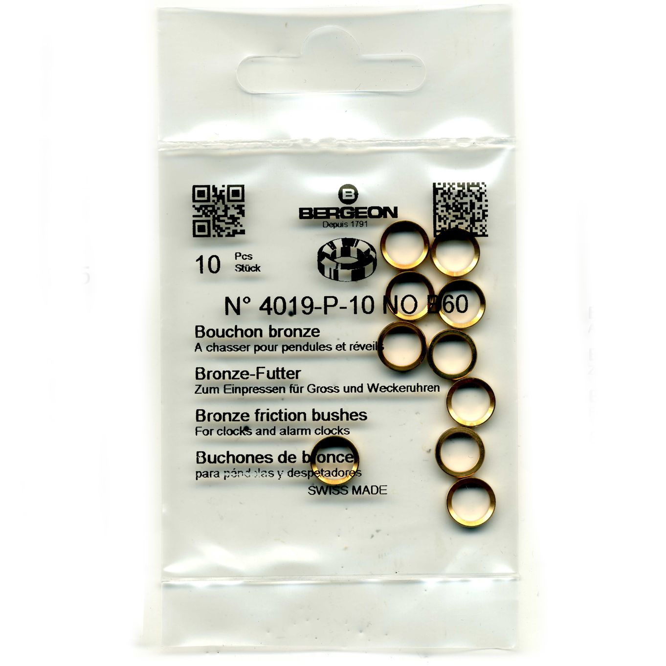 Bronze Clock Bushes B60 6.50mm x 2.00mm x 8.50mm Bergeon 4019 - CB1860