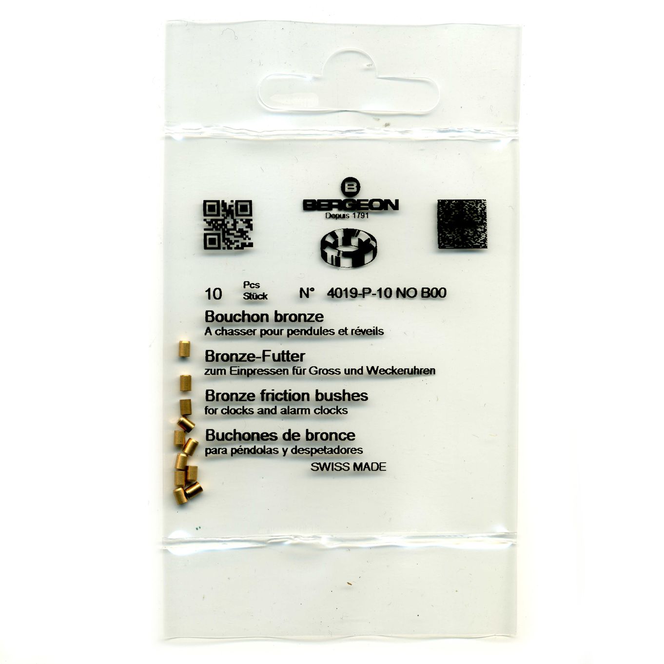 Bronze Clock Bushes B00 0.30mm x 2.80mm x 2.00mm Bergeon 4019 - CB1800