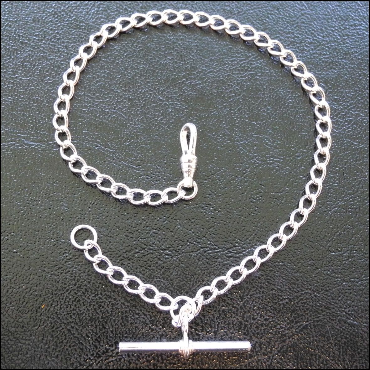 Single Open Curb Albert Chain, Silver, Length 23cm UK Made - FA462