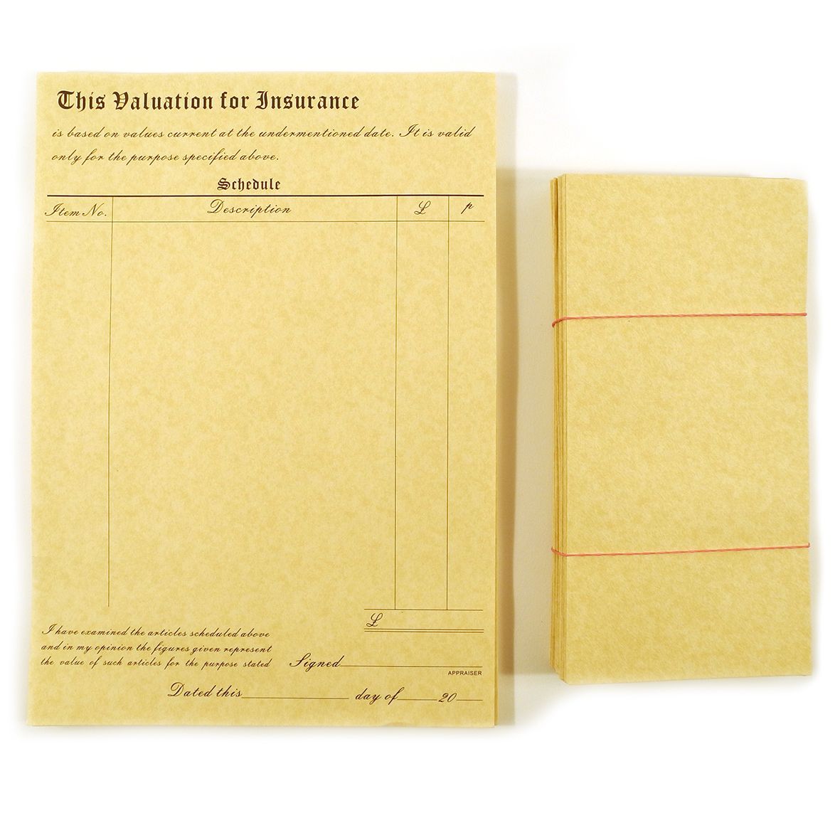 Valuation Form & Envelope Luxury Parchment (50) - FB004