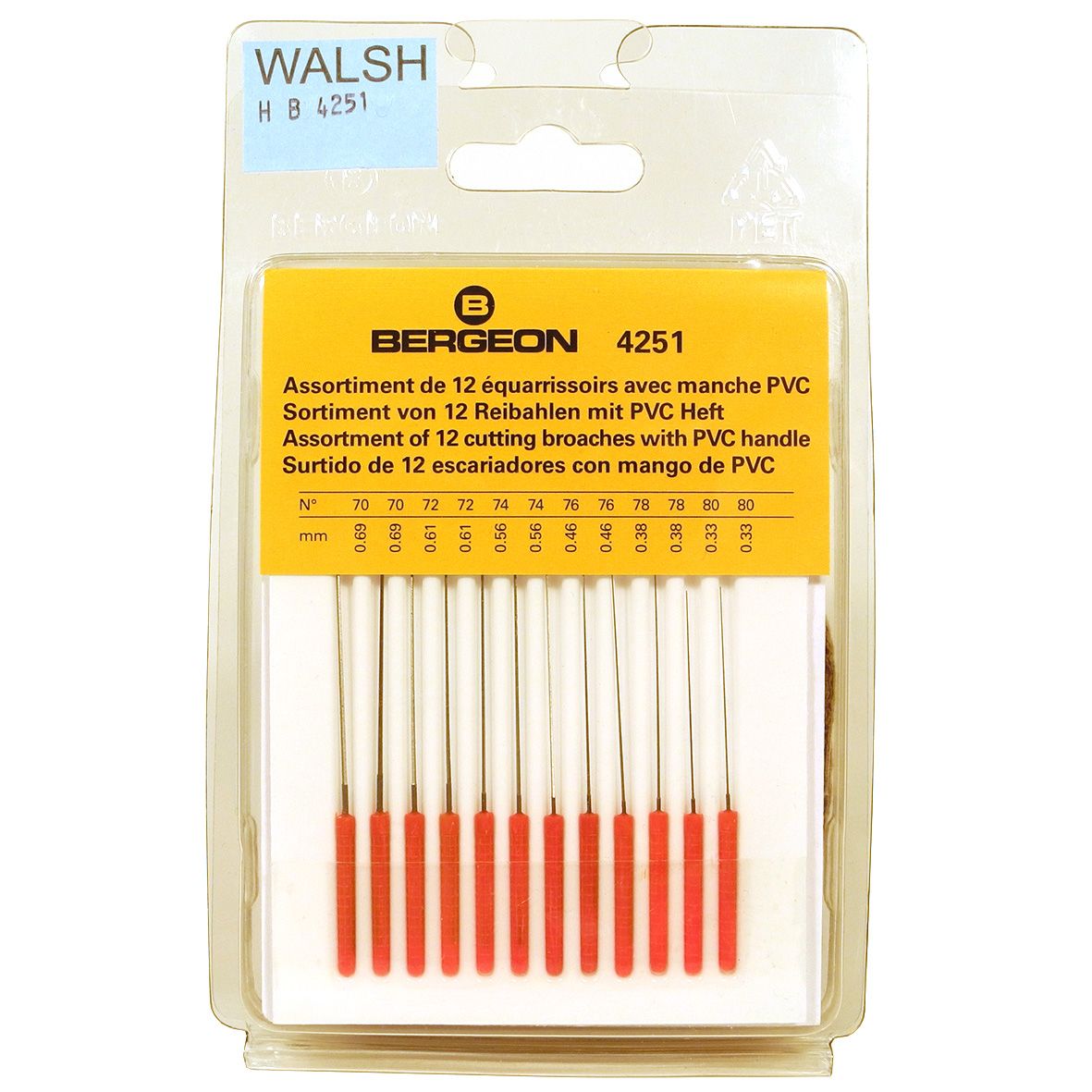 Broach Set Ø0.33 - Ø0.69mm Bergeon 4251 - HB4251