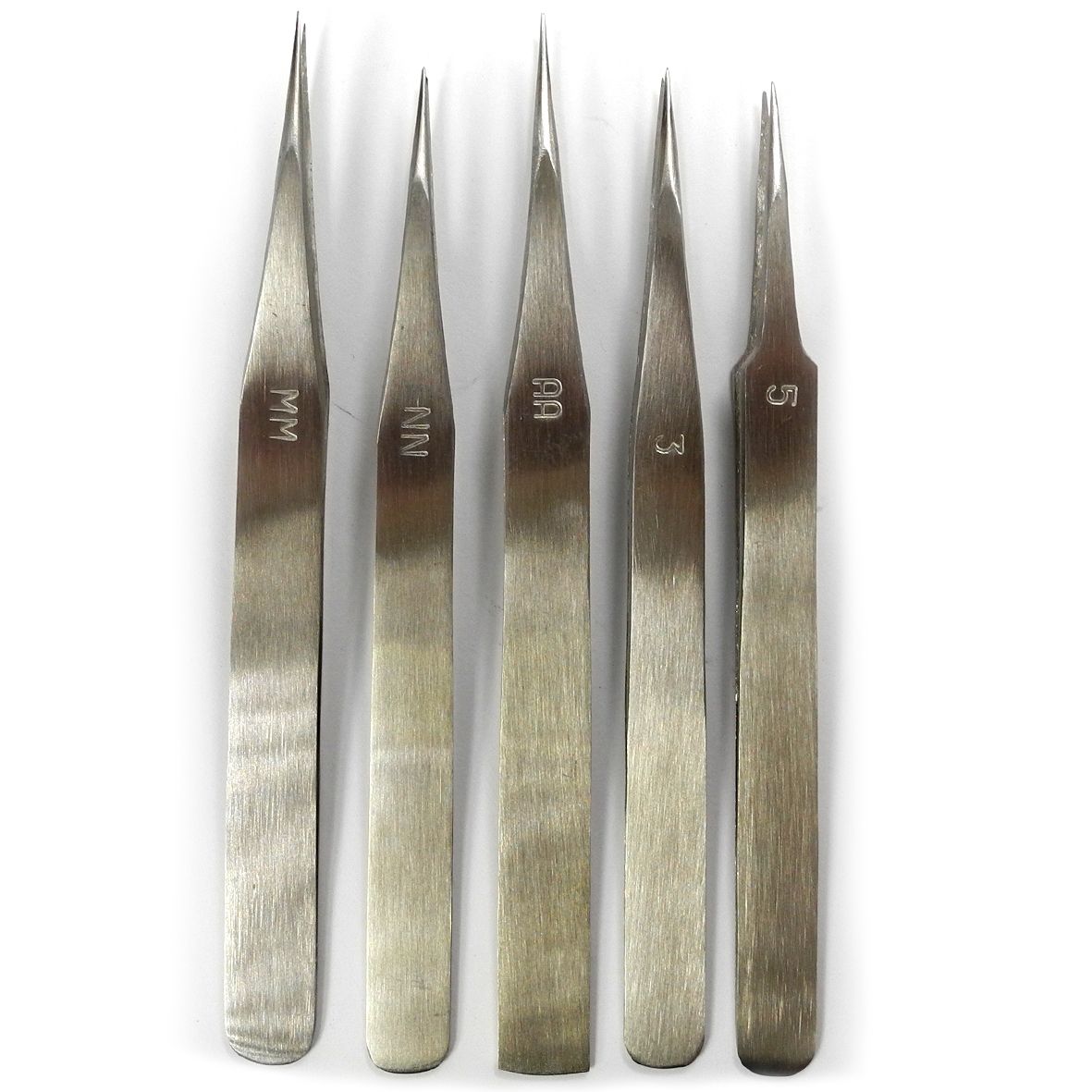Tweezer Set Of 5 Stainless Steel In Plastic Wallet Economy - HT465
