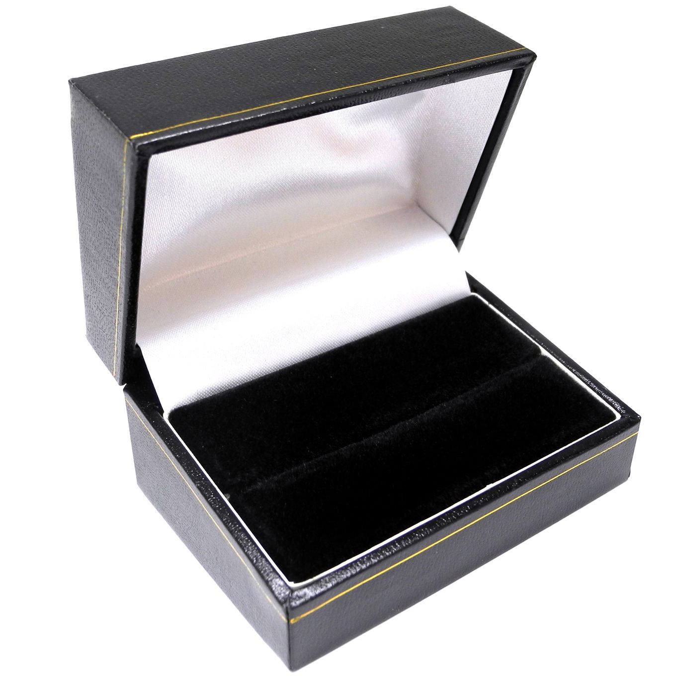 Ring Box Double (Case) Black 75mm x 51mm x 39mm - SP827