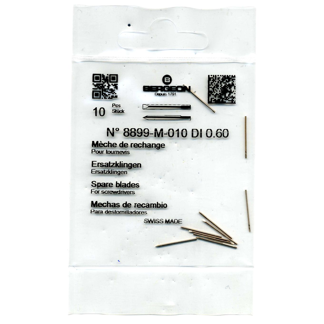 Screwdriver Blade Ø0.60mm Antimagnetic Declafor 1015 Bergeon 8899-M-0.60 - HS8899-M-0.60