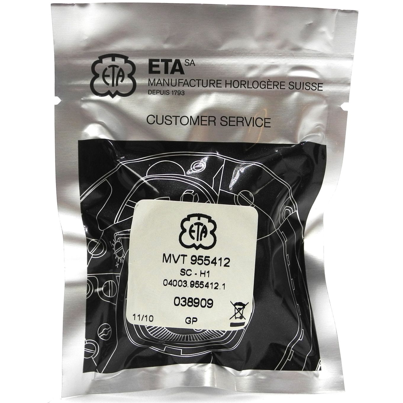 ETA 955.412 Watch Movement Height 1 (Pre-Sealed) - MZETA955.412PS