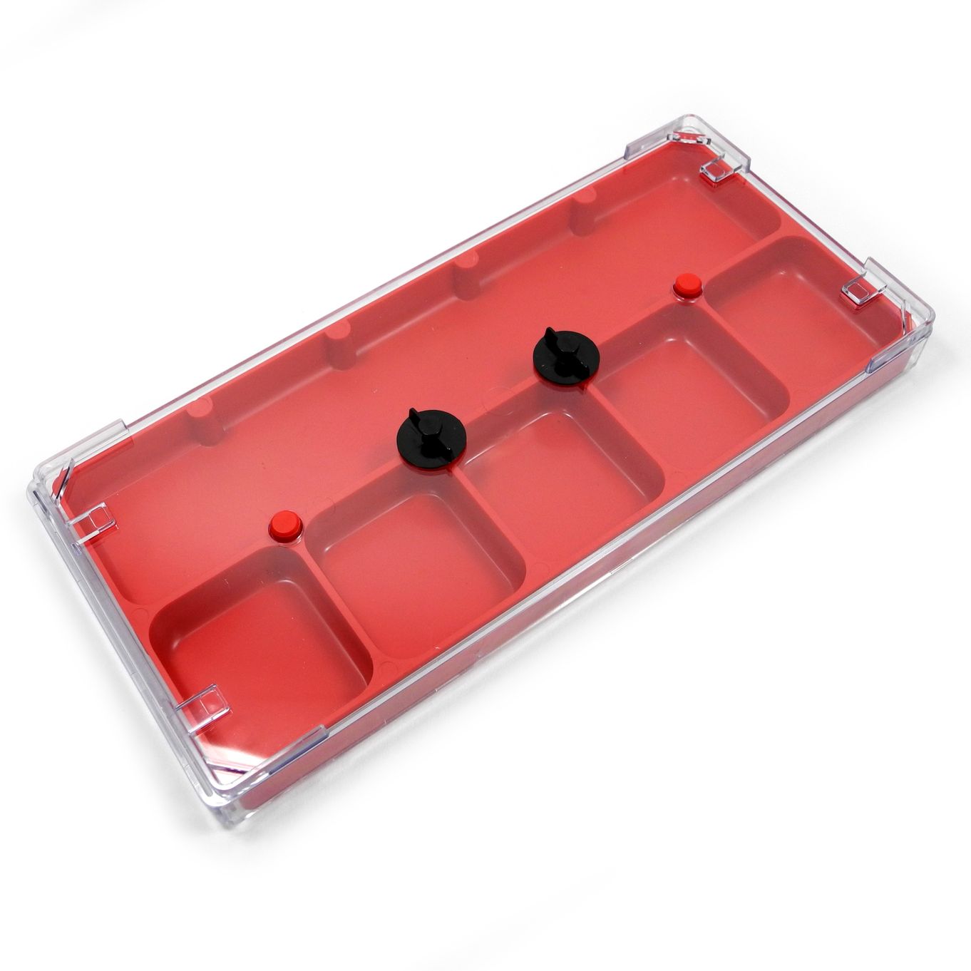 Storage Box Work In Hand Red Lockable With 6 Compartments & Clear Lid - HB320-RED