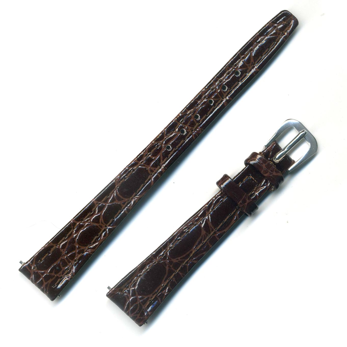 Watch Strap Crocodile Grain Brown 12mm Gilt - B430C