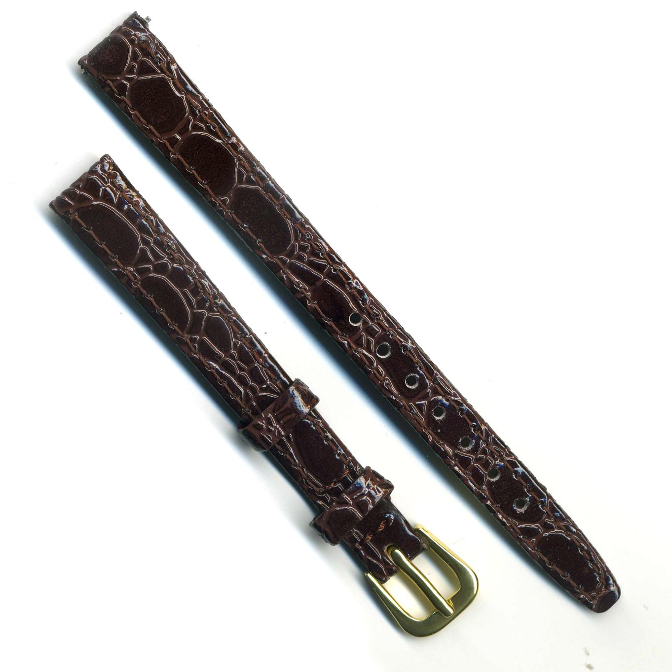 Watch Strap Crocodile Grain Brown 10mm Gilt - B460G
