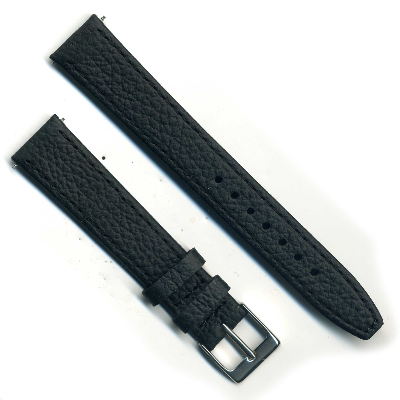 Watch Strap Black Glove Grain 16mm Chrome - B509C