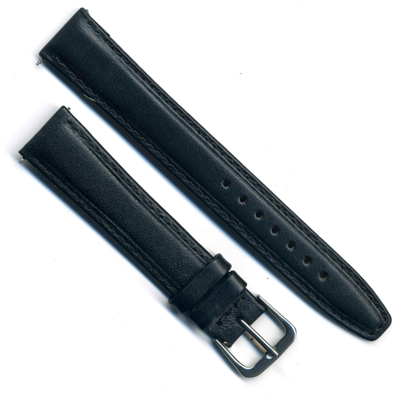 16mm black leather online watch band