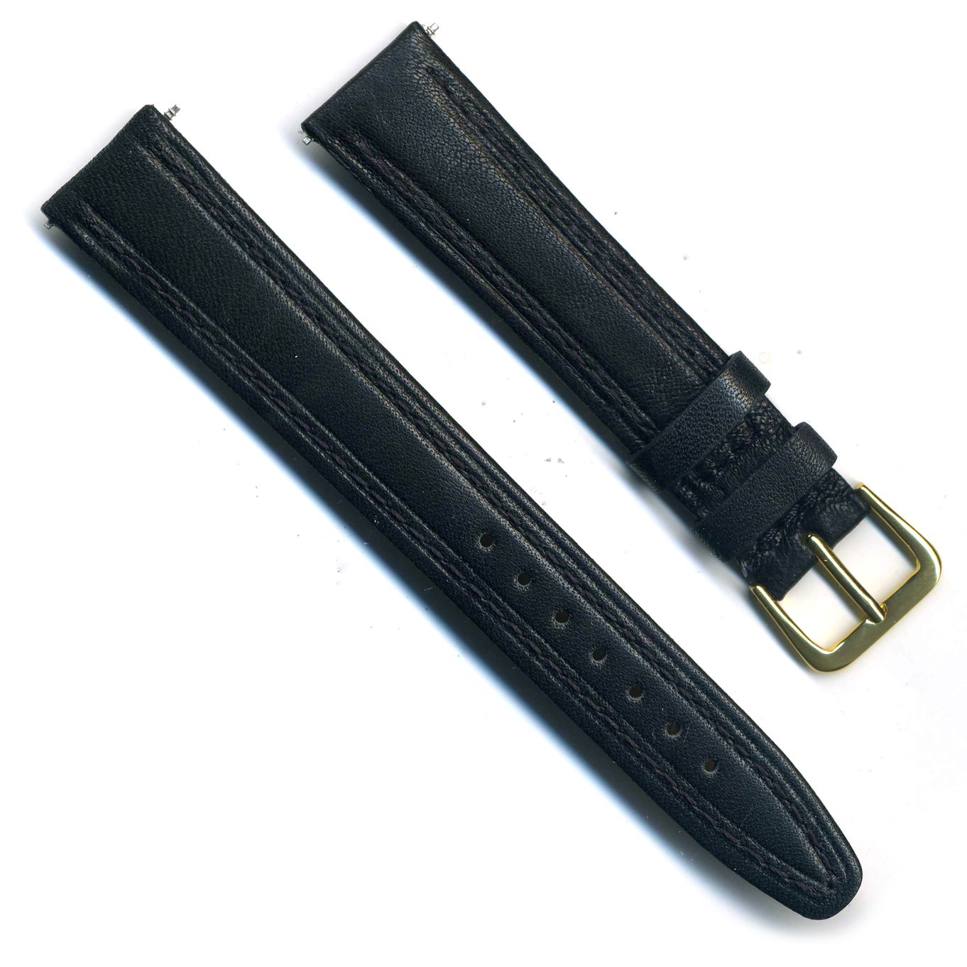 Watch Strap Black Matt Calf Leather 16mm Gilt - B521G