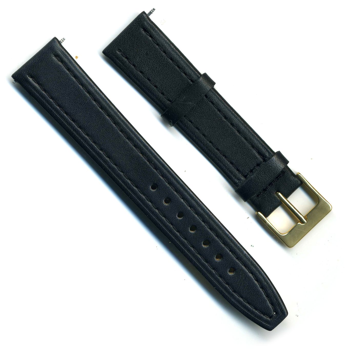 Watch Strap Black Matt Calf Leather 18mm Gilt - B523G