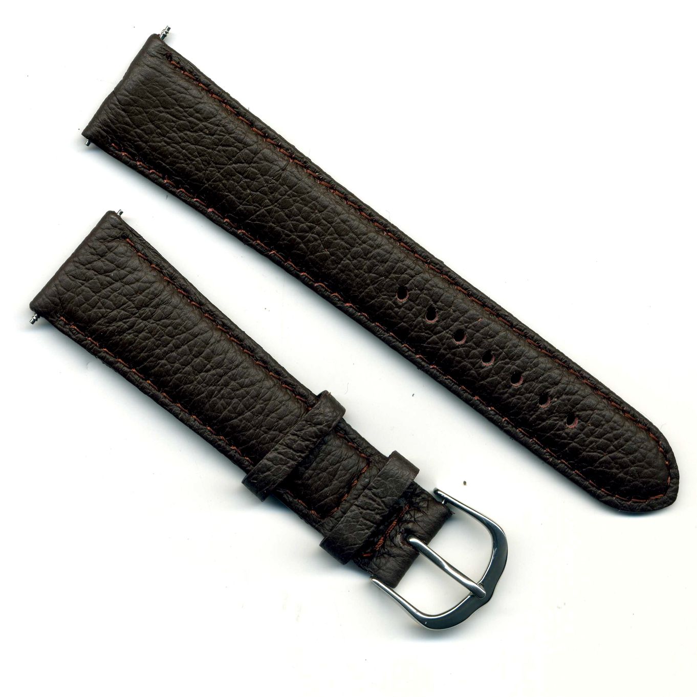 Watch Strap Brown Padded Leather 20mm Chrome - B530C