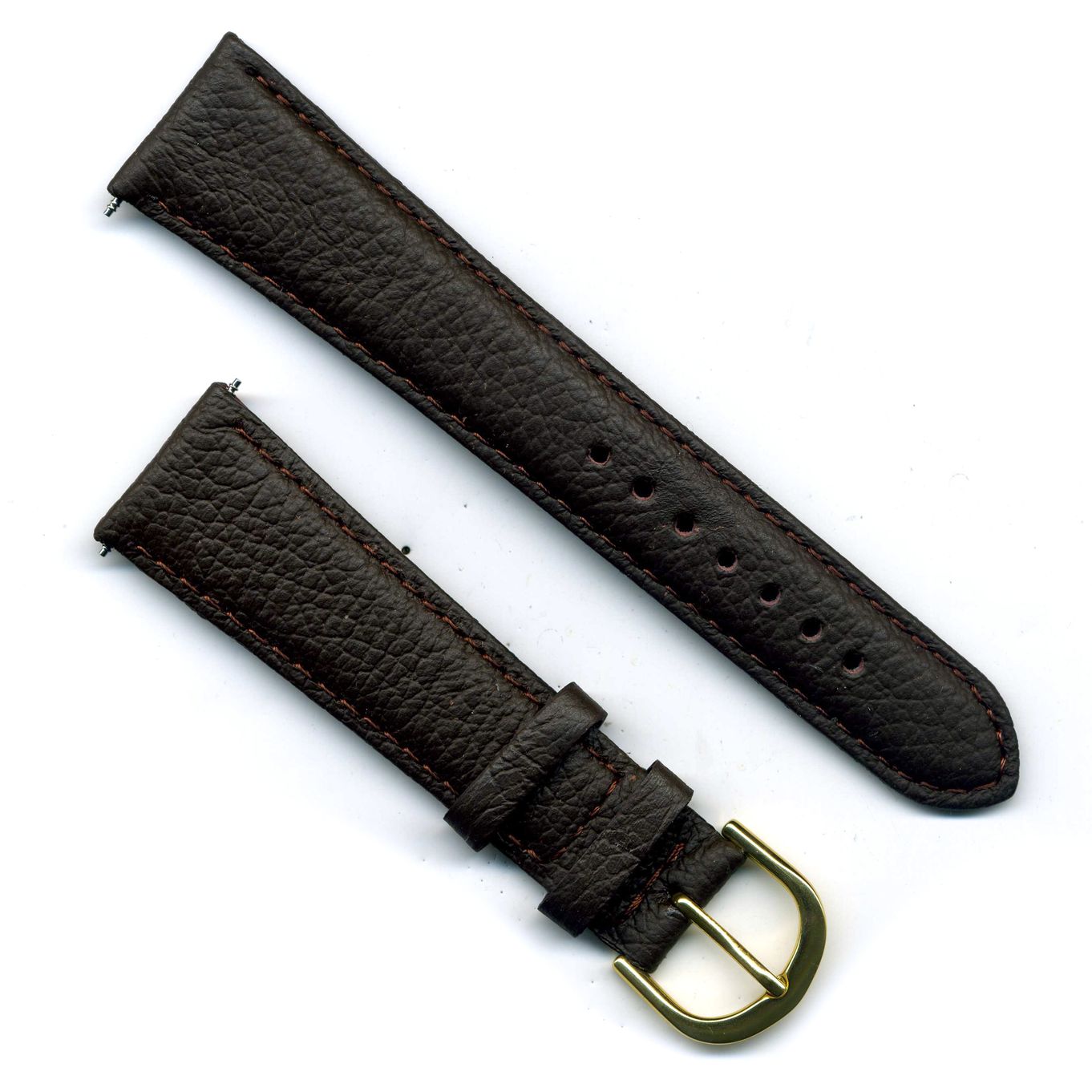 Watch Strap Brown Padded Leather 20mm Gilt - B530G