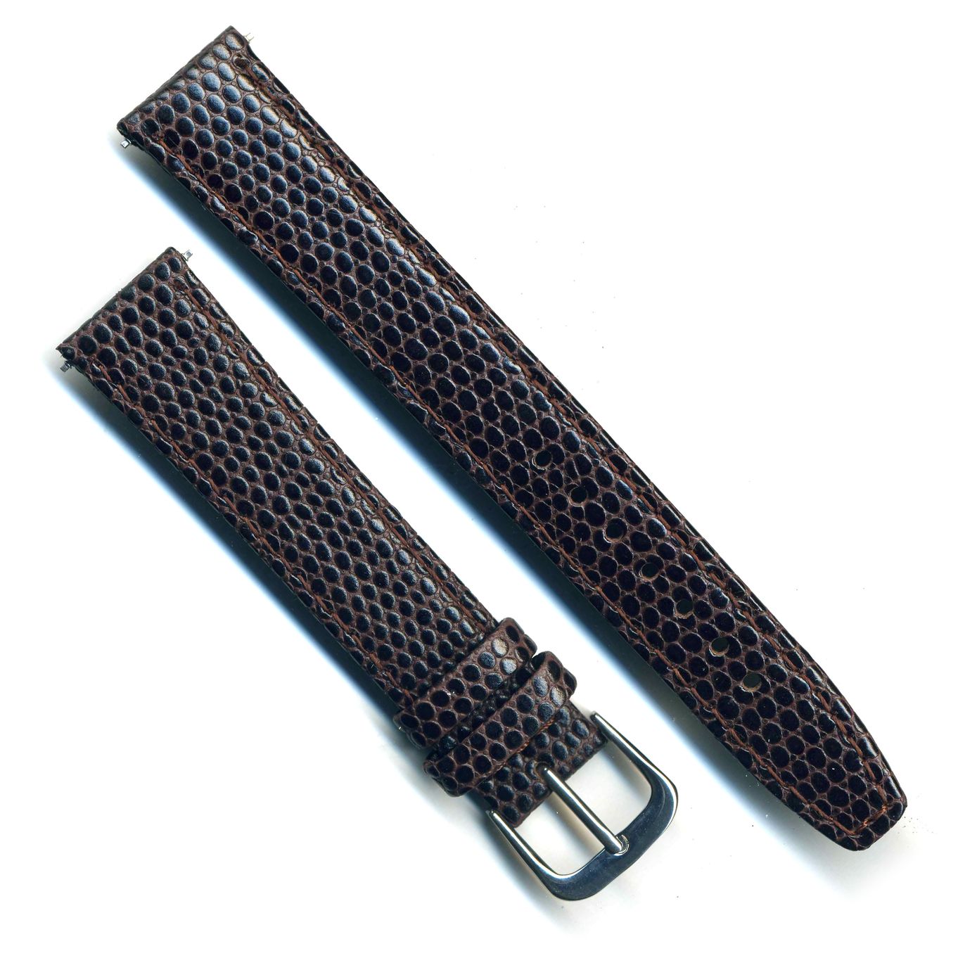 Watch Strap Brown Lizard Grain Leather 18mm Gilt B542G