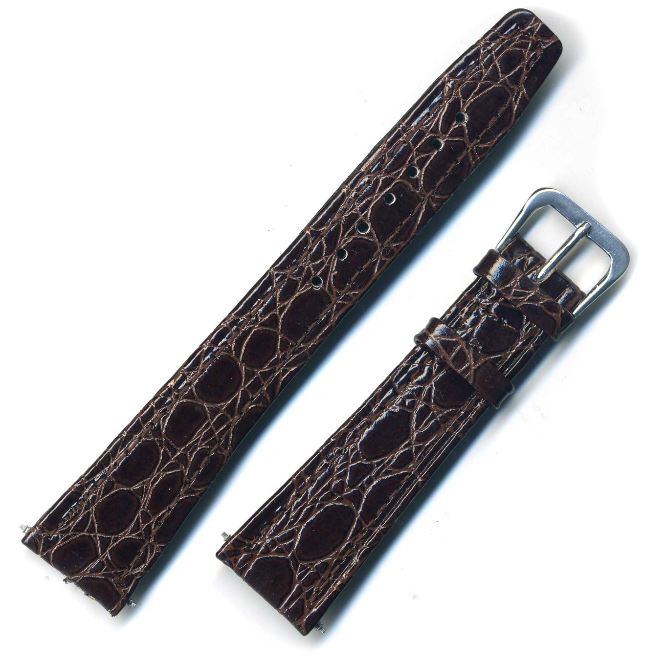 Watch Strap Crocodile Grain Black 16mm Chrome - B551C