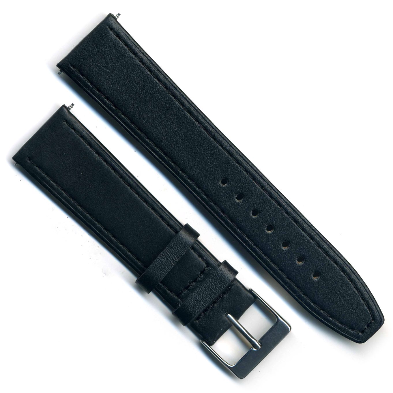 Watch Strap Black Matt Calf Leather 20mm Chrome - B571C