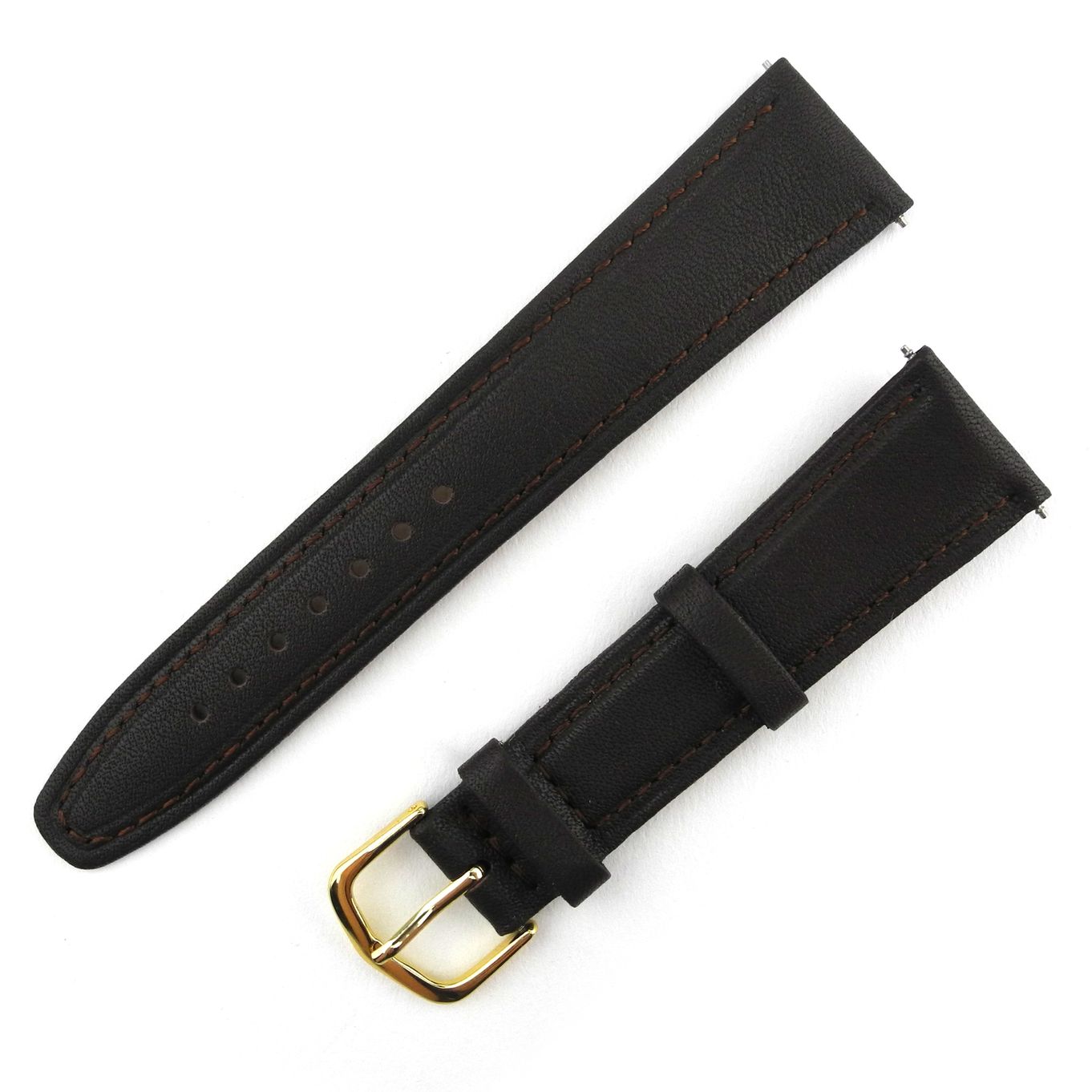 Watch Strap Brown Matt Calf Leather 20mm Gilt - B572G