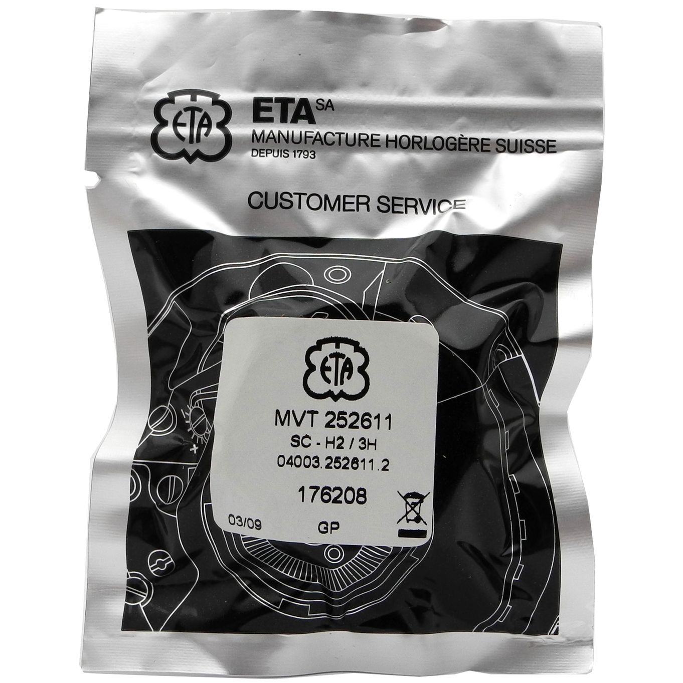 ETA 252.611PS Watch Movement (Pre-Sealed) - MZETA252.611PS