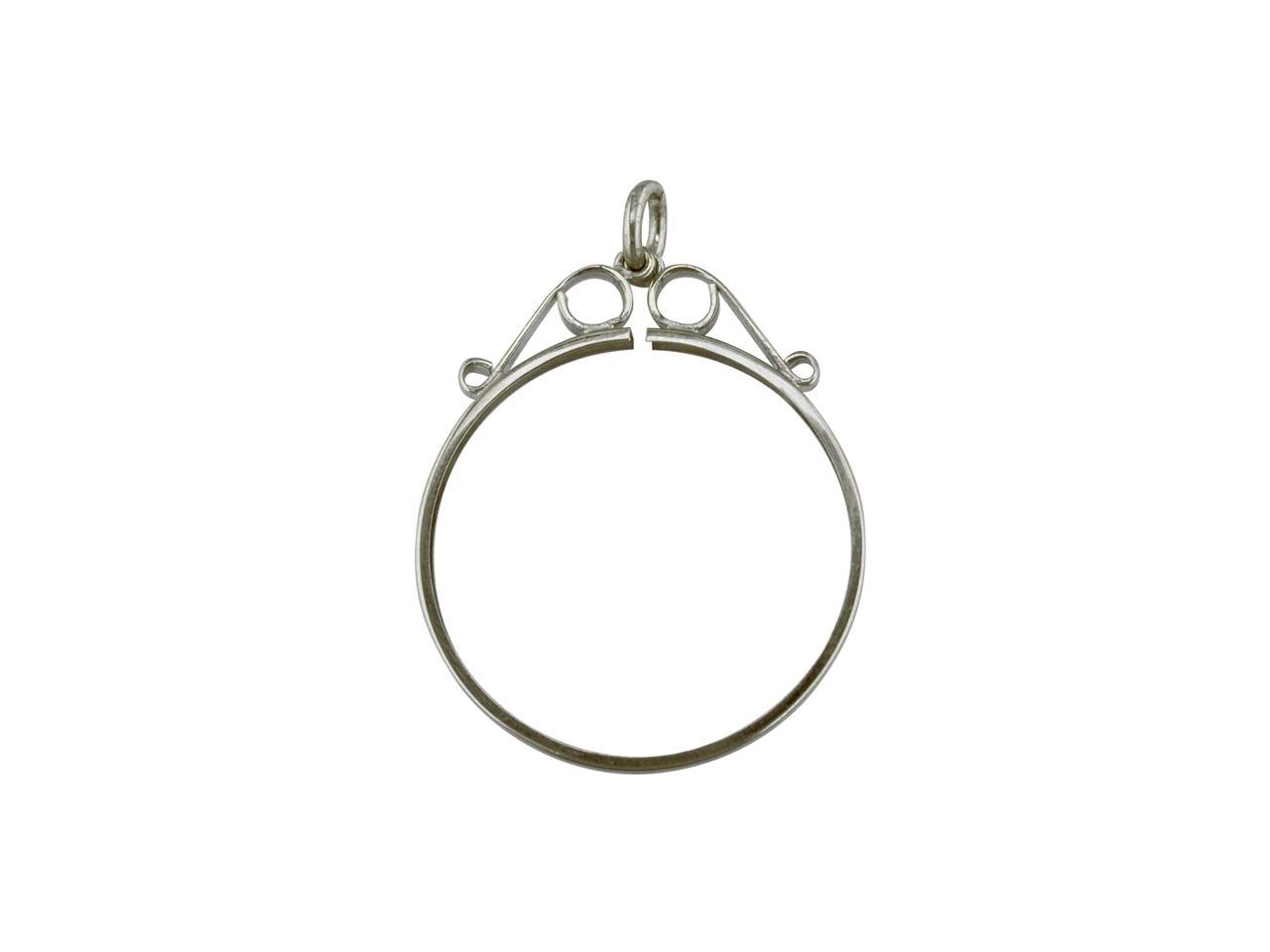 Sterling Silver Coin Mount Farthing Scroll Top Pendant - FM57