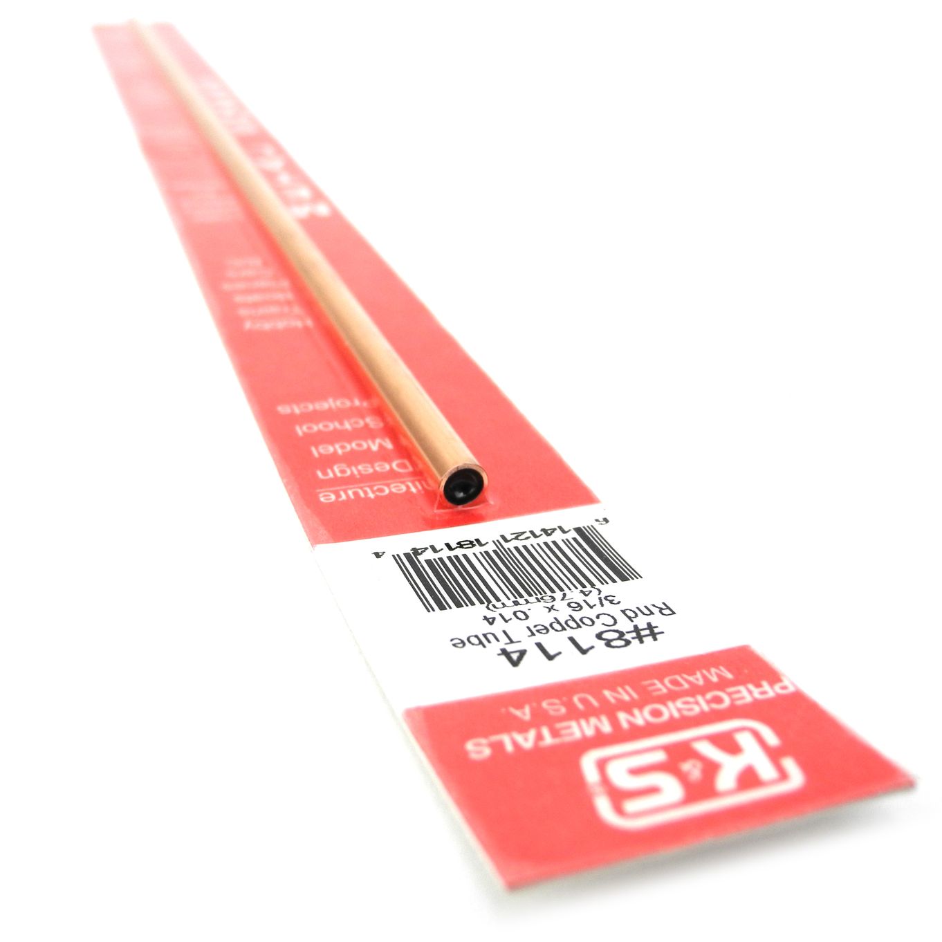 K&S Metals Round Copper Tube 3/16" X 0.14" X 12" #8114 - FZ8114