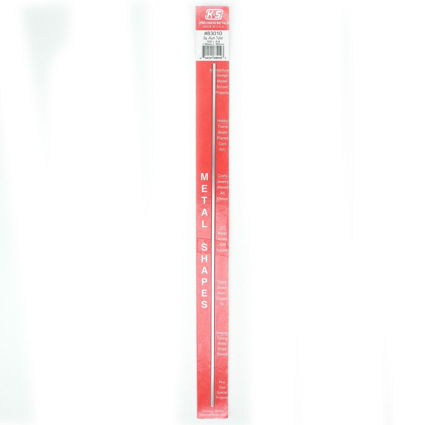 K&S Metals Square Aluminum Tube 3/32 X .014 X 12